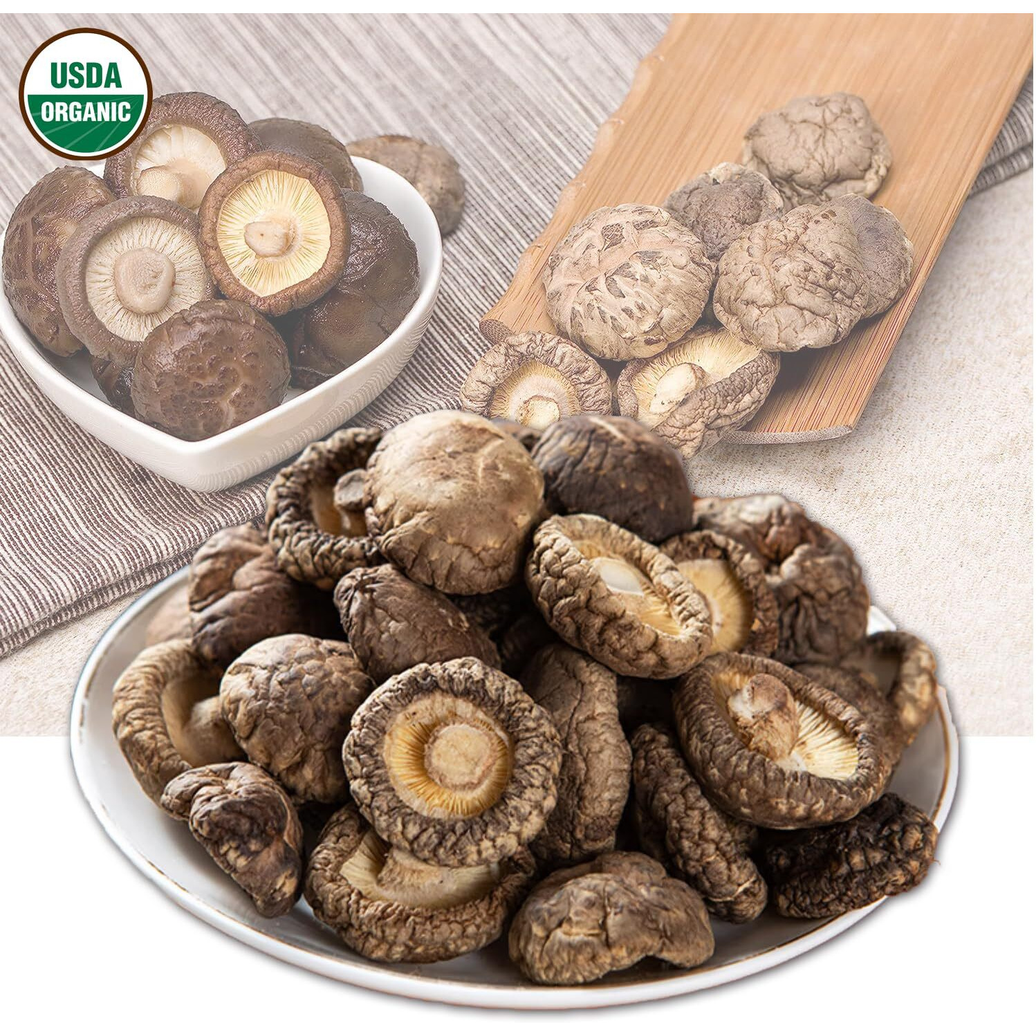 Vigorous Mountains Usda Organic Dried Shiitake Mushrooms Dry Dehydrated Mushrooms For Cooking 4.23Oz, 120G