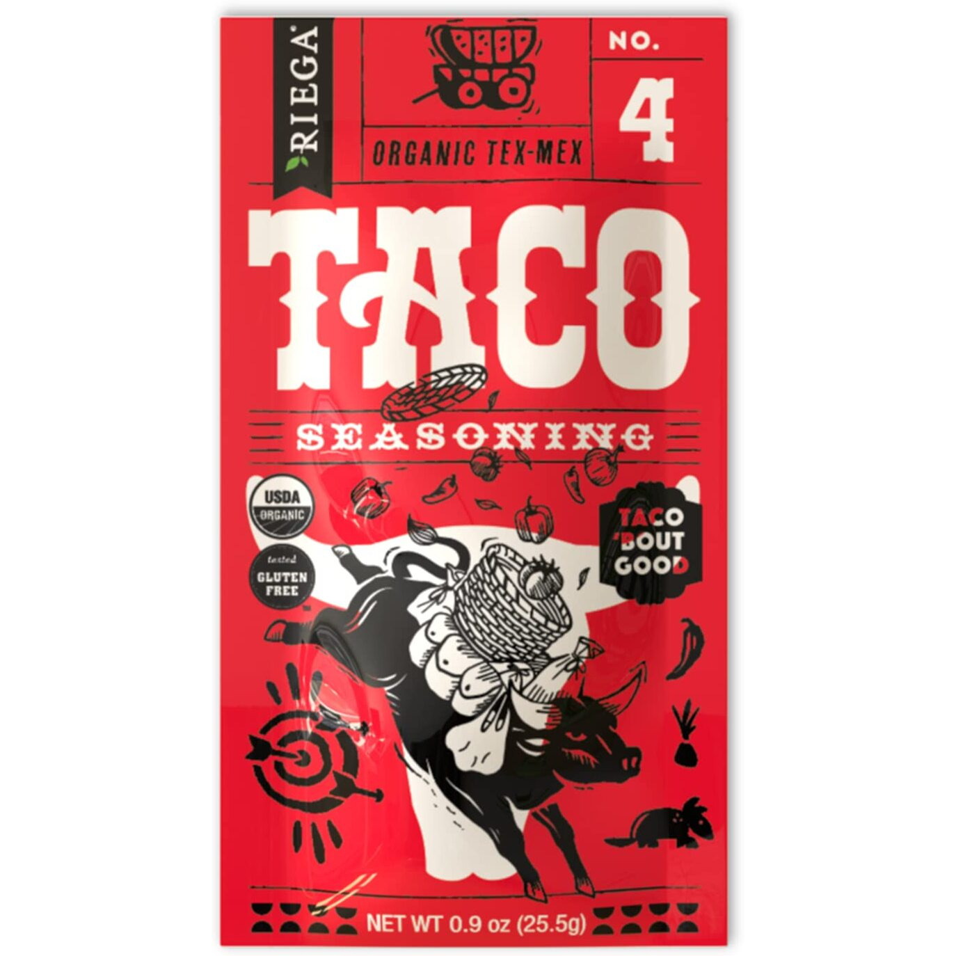 Riega Organic Taco Seasoning, Perfect Tex Mex Spice Mix For Taco Tuesday And Chili 0.9 Ounce (Pack Of 8)
