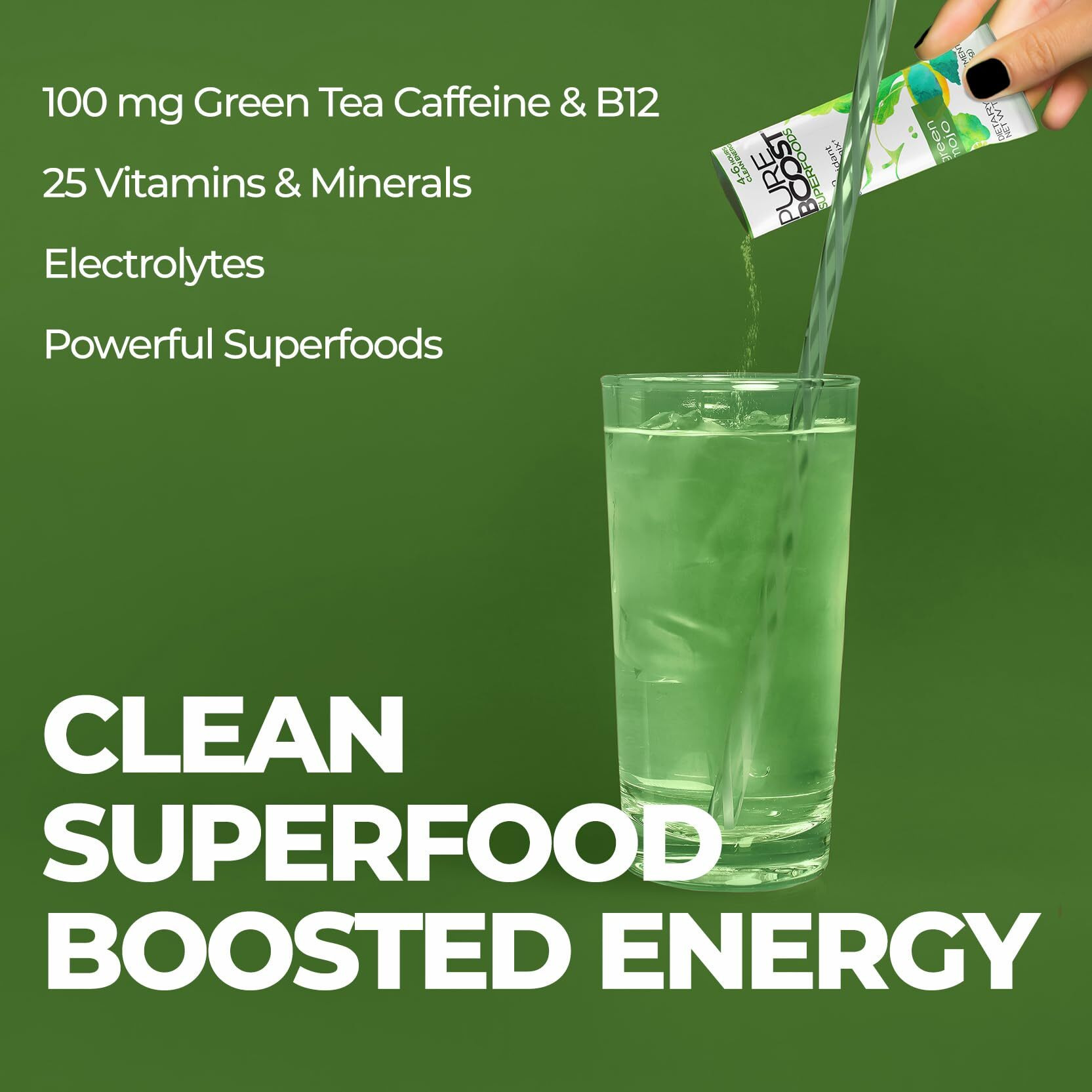 Pureboost Superfoods Clean Energy Drink Mix With Apple Cider Vinegar, 7 Organic Red Or Green Superfoods. No Sugar. No Sucralose. Boosted With Electrolytes & 25 Vitamins. (30 Count, Combo)