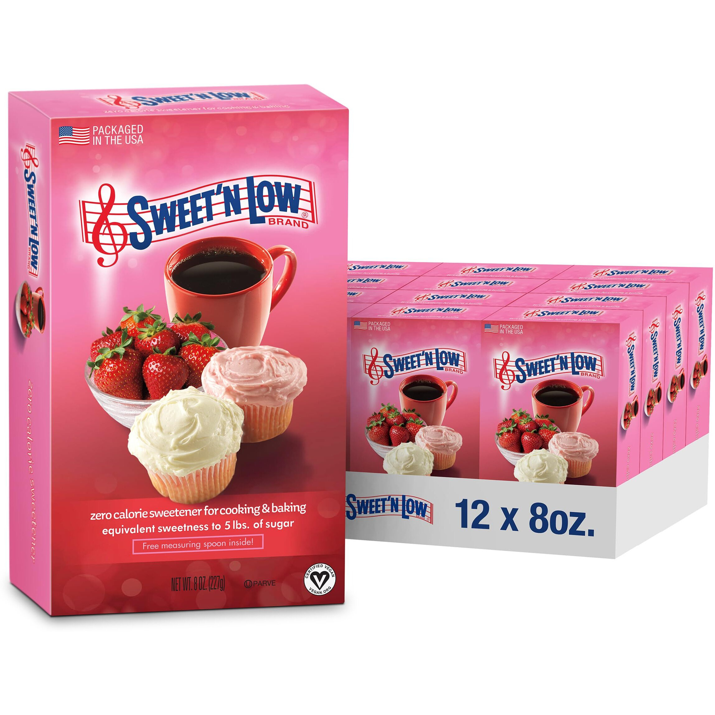 Sweet'N Low Zero Calorie Bulk Sweetener, 8 Oz. Box, 12 Pack, Granulated Sugar Substitute For Baking, Coffee, Tea And More, Kosher & Gluten Free, Low Glycemic Index