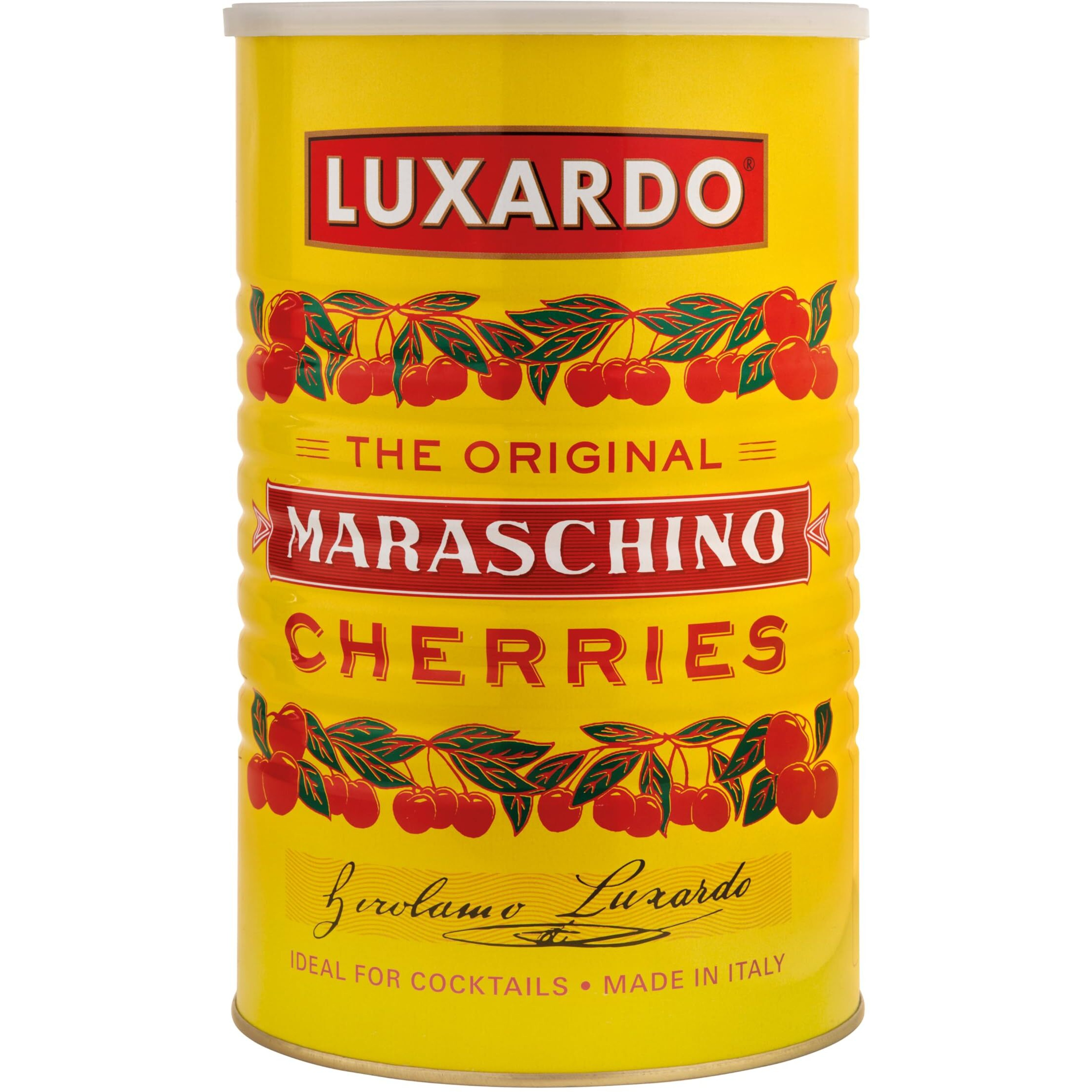 Luxardo The Original Maraschino Cherries | Gourmet Cherries | Ideal For Cocktails | Product Of Italy | Approximately 890 Cherries Per Tin - 12 Lbs Can.