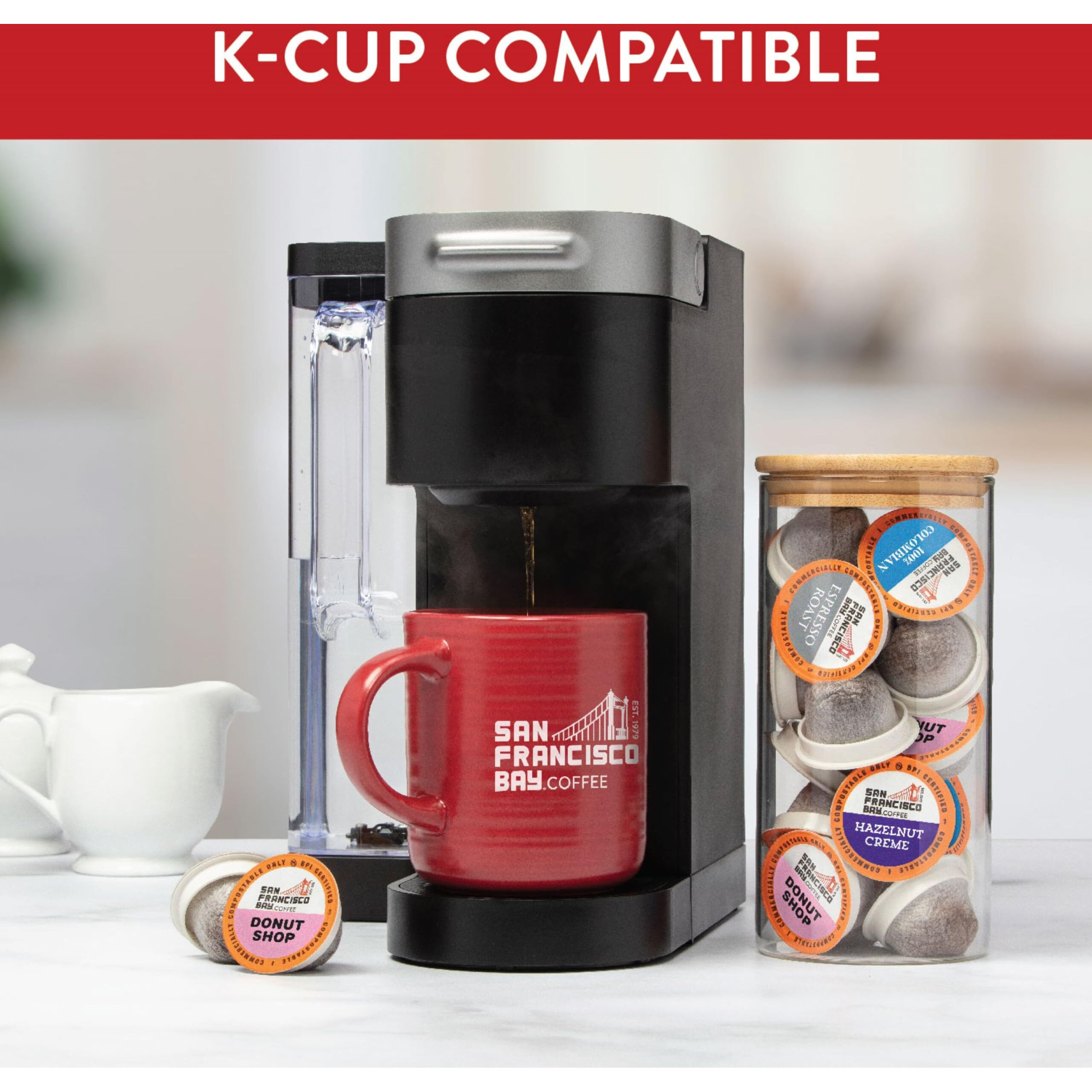 San Francisco Bay Compostable Coffee Pods - Assorted Variety Pack (80 Ct) K Cup Compatible Including Keurig 2.0, Donut Shop, Colombian, Hazelnut, Espresso