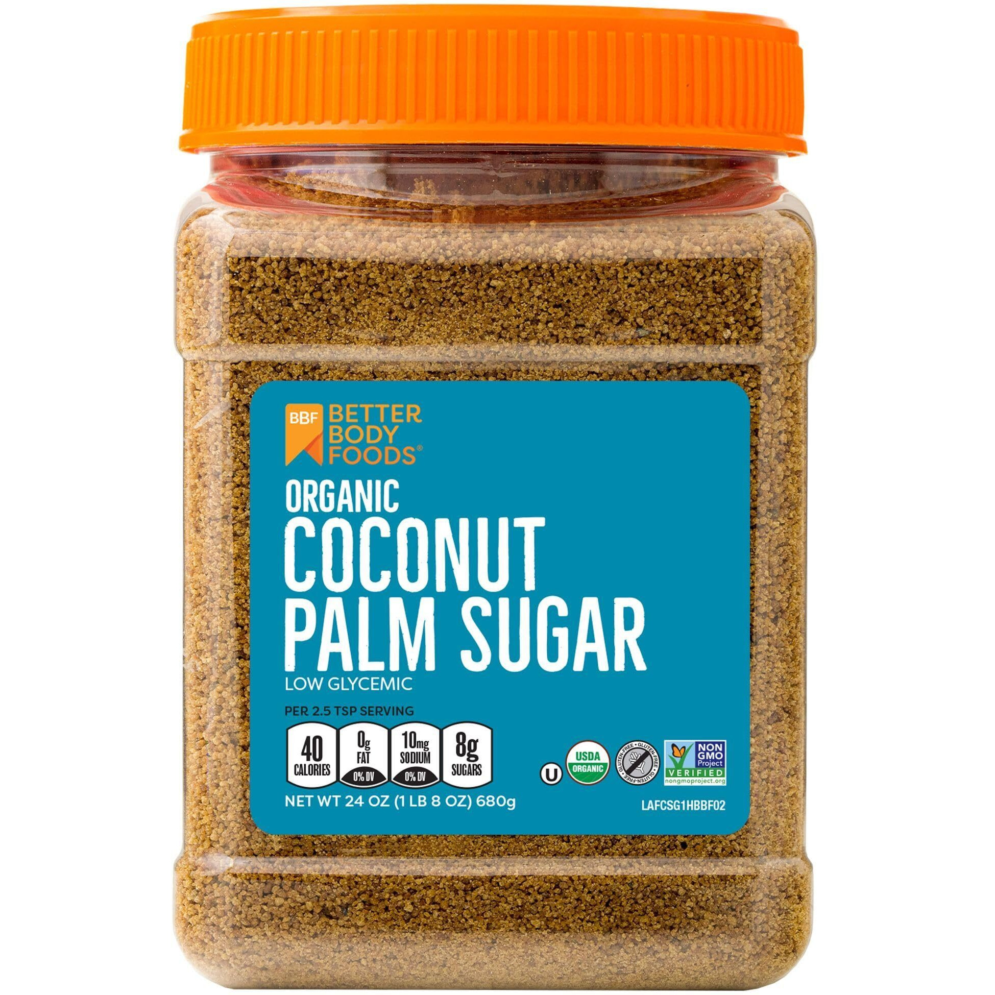 Betterbody Foods Organic Coconut Palm Sugar, Gluten-Free, Non-Gmo, Low Glycemic Sugar Substitute, 1.5 Lbs, 24 Ounce