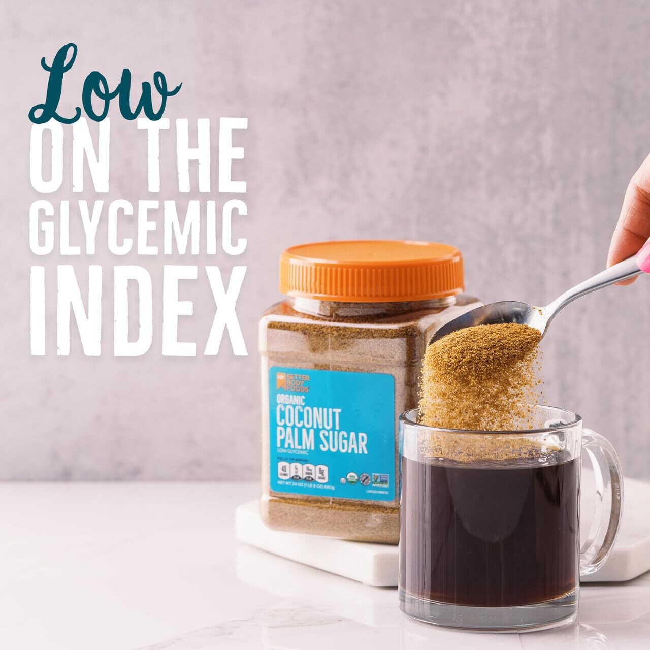 Betterbody Foods Organic Coconut Palm Sugar, Gluten-Free, Non-Gmo, Low Glycemic Sugar Substitute, 1.5 Lbs, 24 Ounce