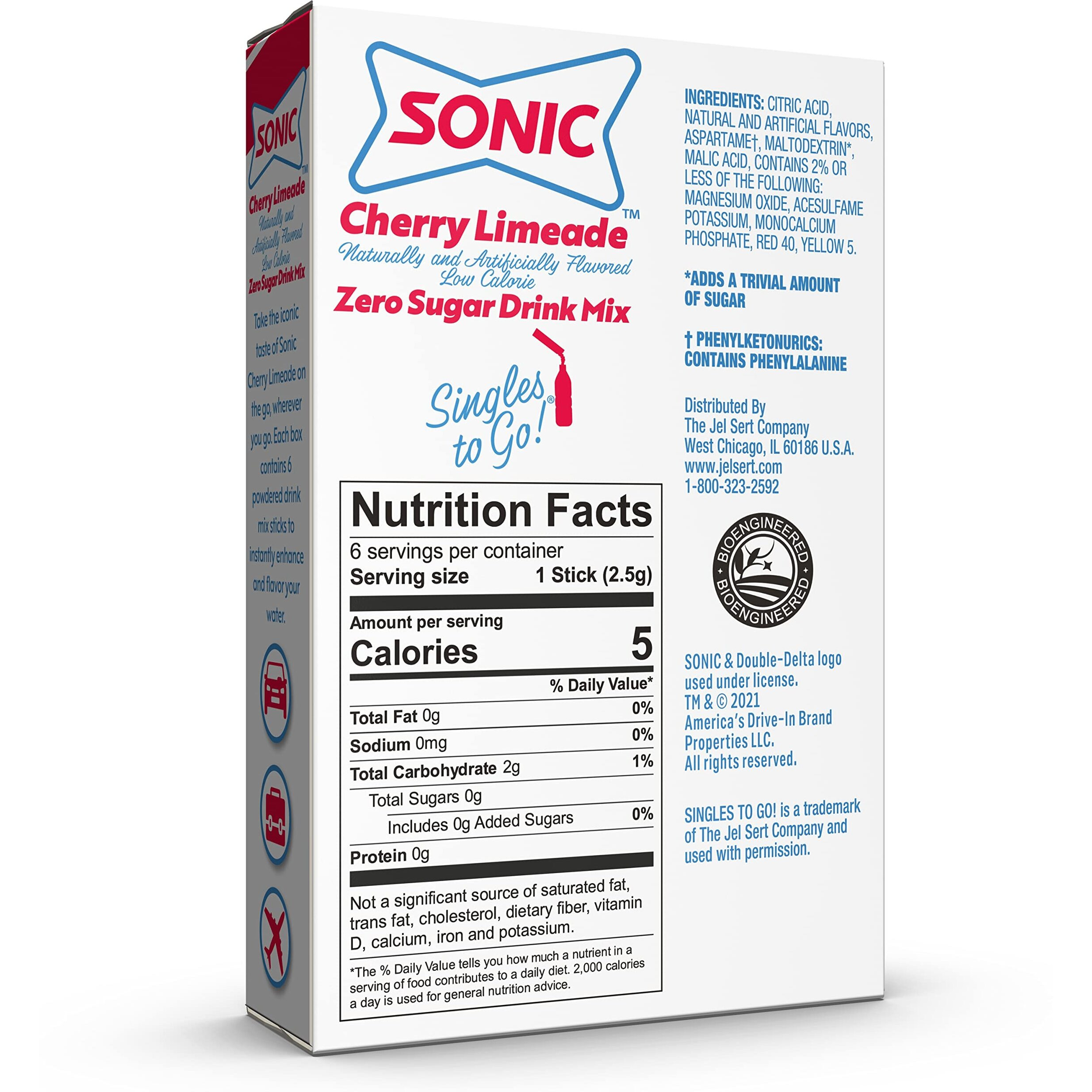 Sonic Singles To Go Powdered Drink Mix, Cherry Limeade, 6 Sticks Per Box, 12 Boxes (72 Sticks Total)