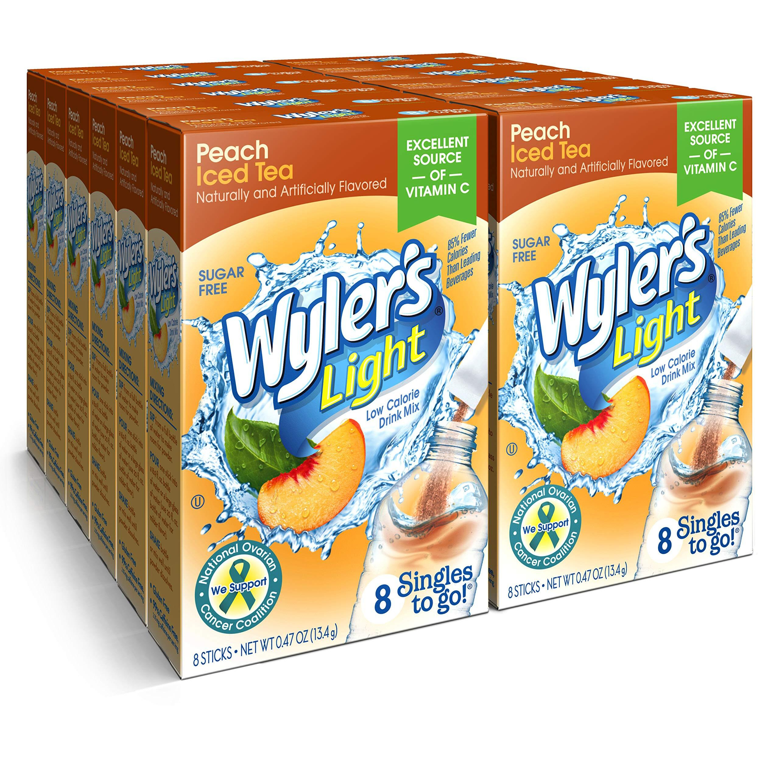 Wyler's Light Singles To Go Powder Packets, Water Drink Mix, 96 Single Servings, Peach Iced Tea, 7 Ounce (Pack Of 12), 5.64 Ounce
