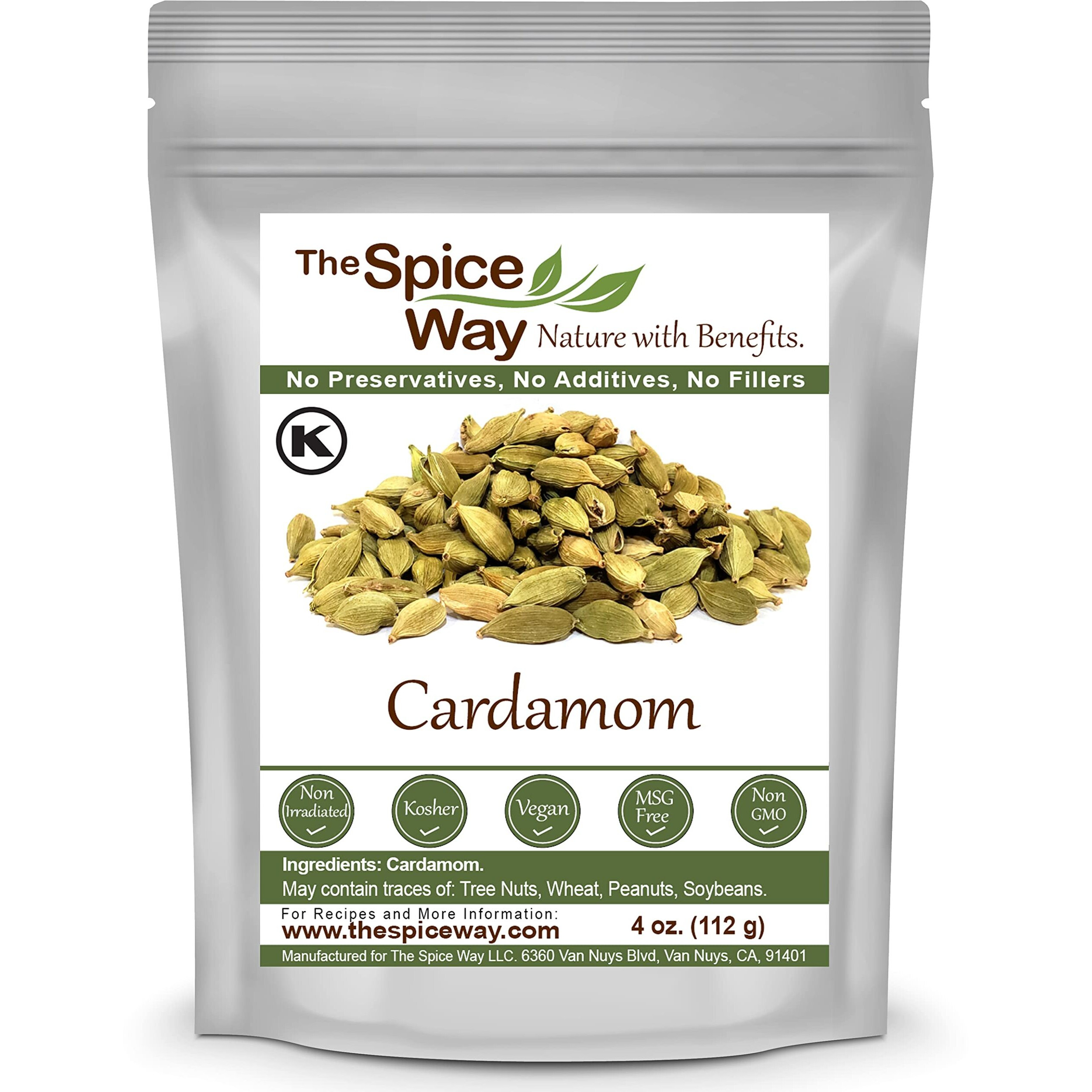 The Spice Way Cardamom Pods- (4 Oz) Whole Green Cardamom Pod Kosher By Ok