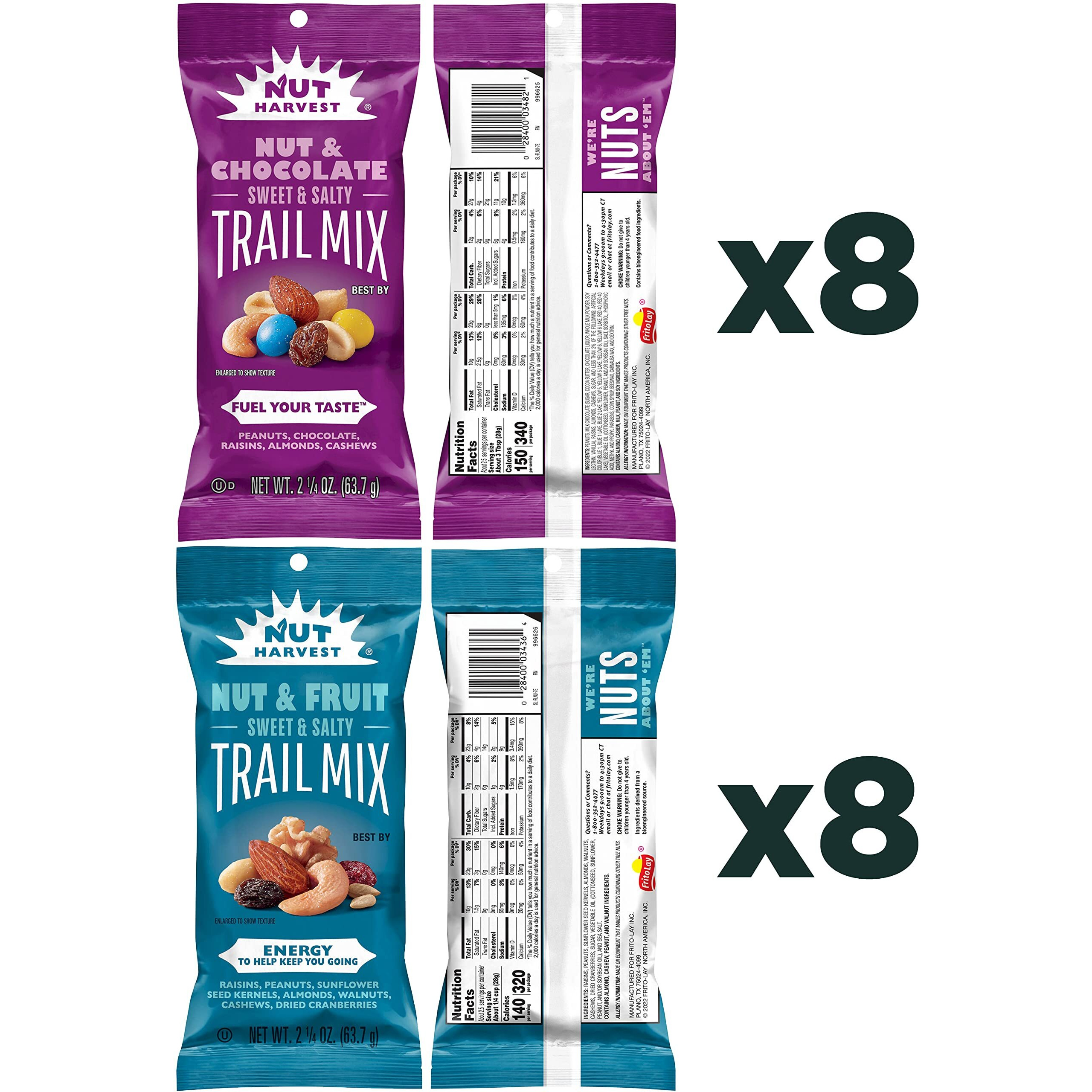 Nut Harvest, Trail Mix Variety Pack, 2.25 Ounce (Pack Of 16)
