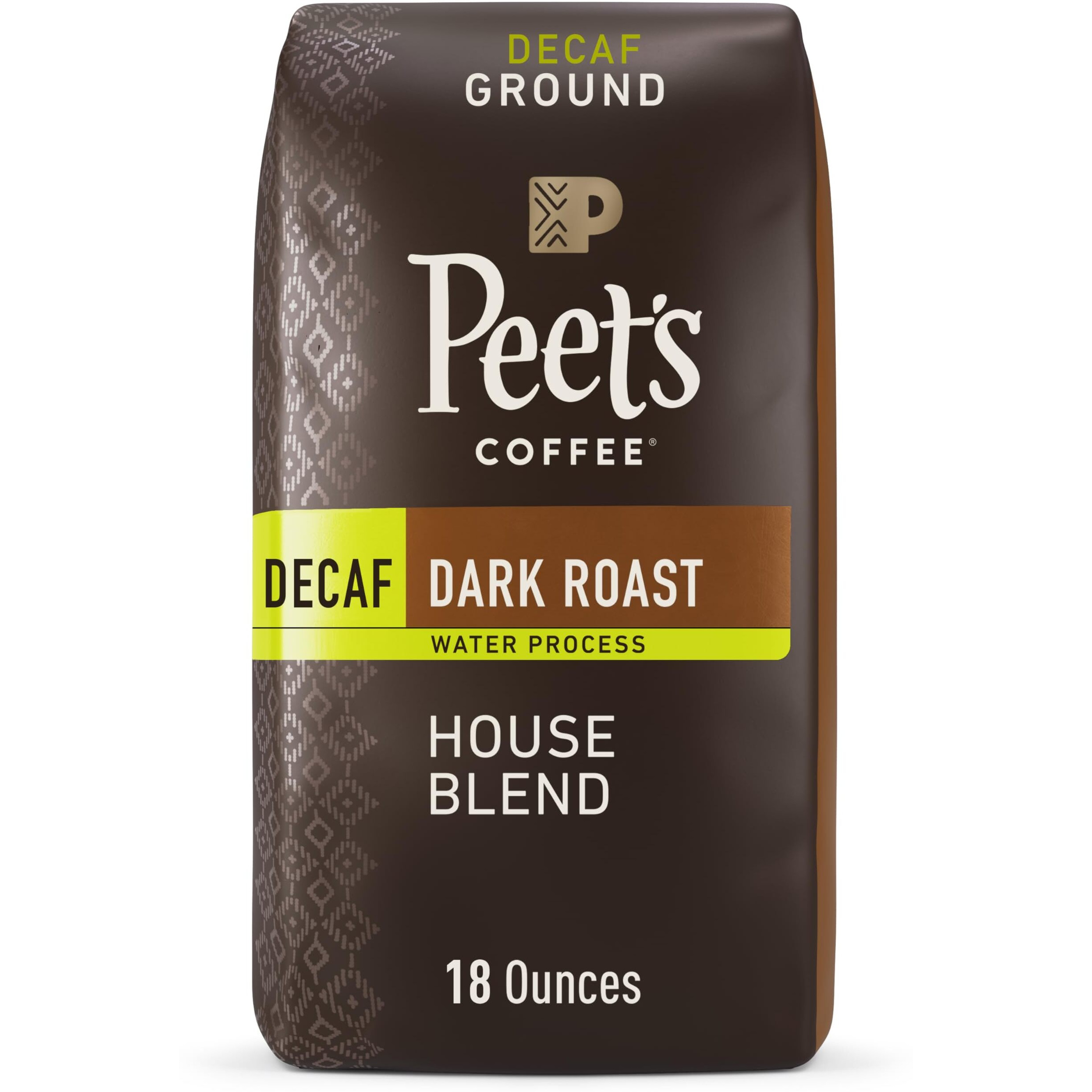 Peet's Coffee, Dark Roast Decaffeinated Ground Coffee - Decaf House Blend 18 Ounce Bag