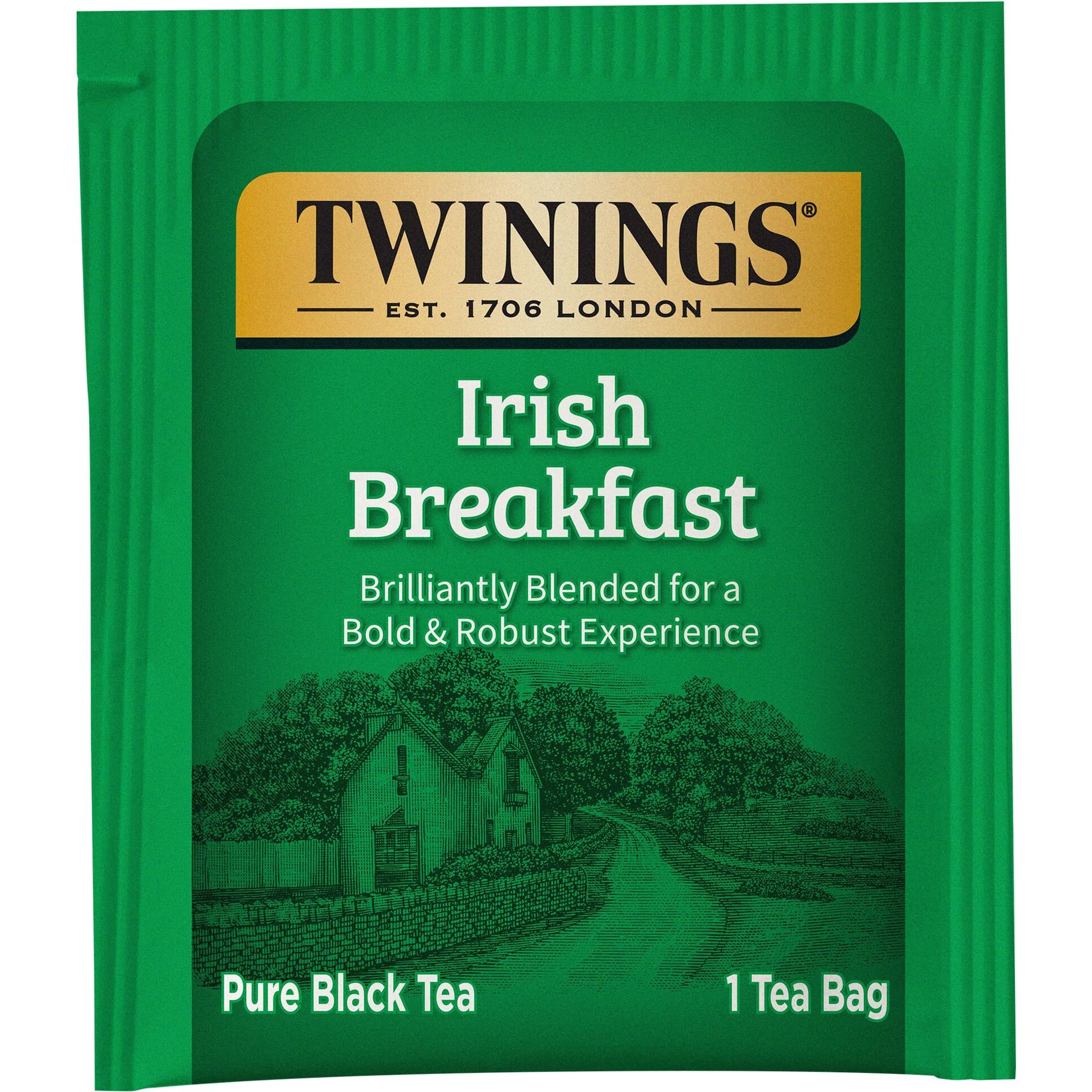 Twinings Irish Breakfast Black Tea, 100 Individually Wrapped Tea Bags, Flavourful, Bold, Robust Caffeinated Black Tea, Enjoy Hot Or Iced