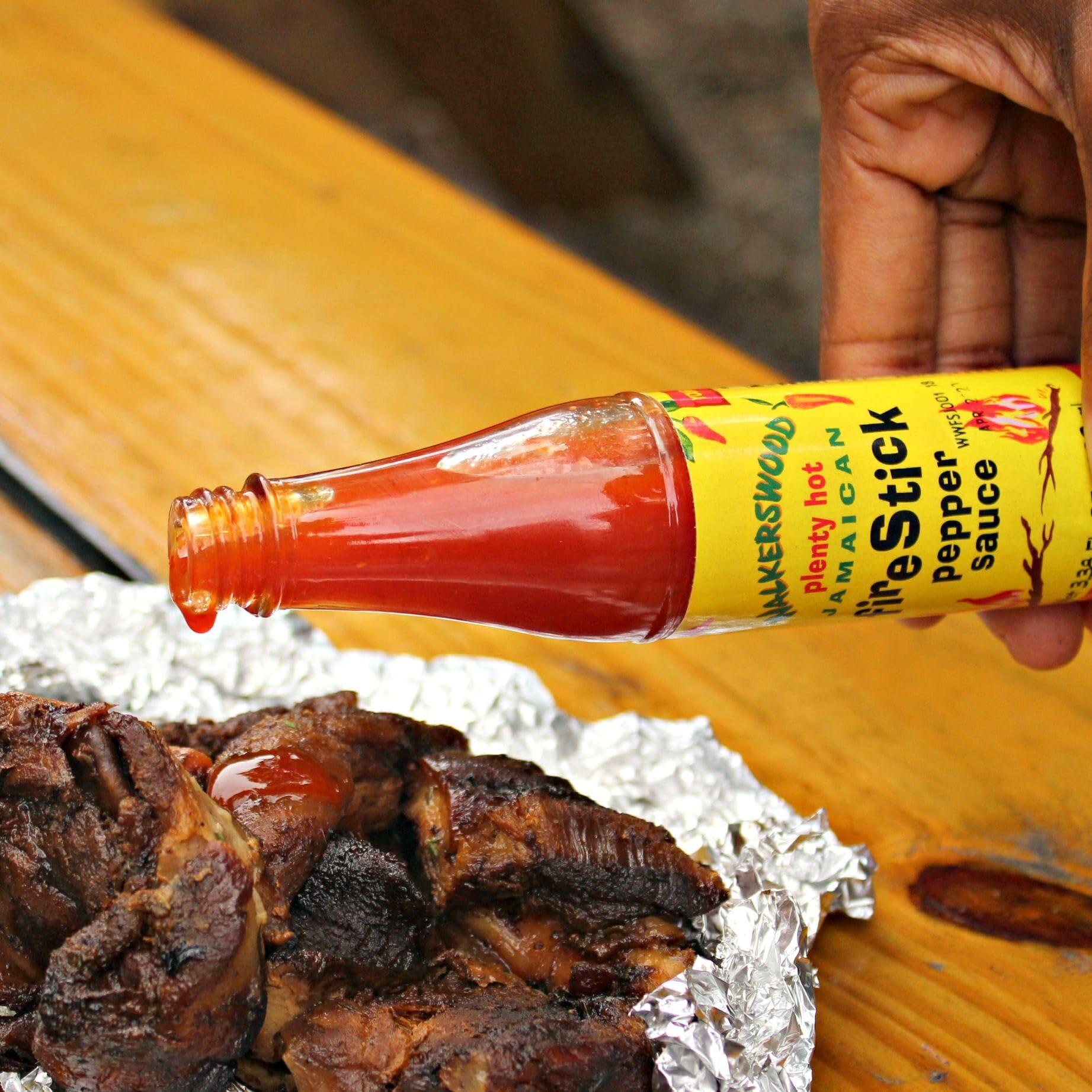 Walkerswood Hot & Savory Sauce Kit - 1 X 6Oz Fire Stick Sauce, 1 X 6Oz Hot Jonkanoo Pepper Sauce, 1 X 6Oz Zesty Caribbean One Stop Sauce, 1X 6Oz Las'Lick Jerk Sauce
