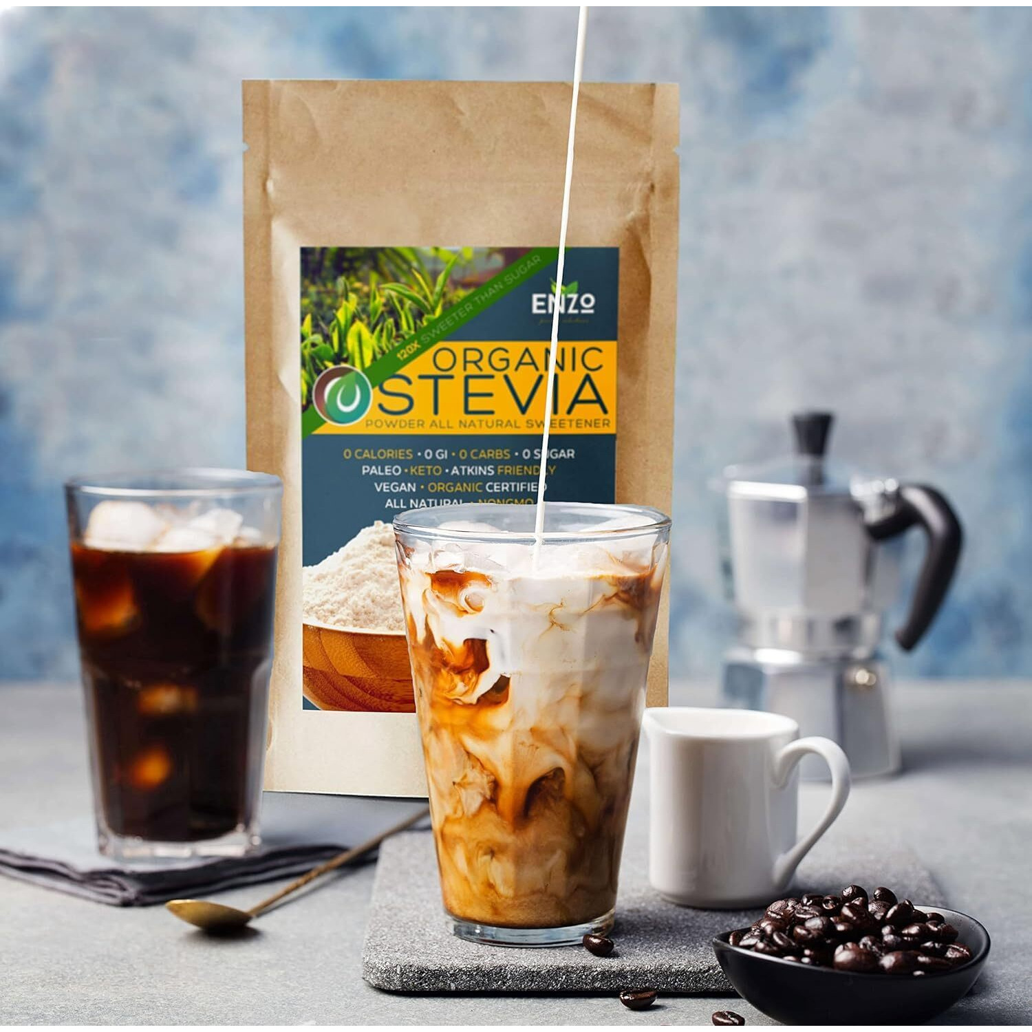 Easy Use Organic Stevia Powder 200G (7.05Oz / 1600 Servings) All Natural Alternative Sweetener 12 X Sweeter Than Processed Sugar With No Artificial Additives & Fillers