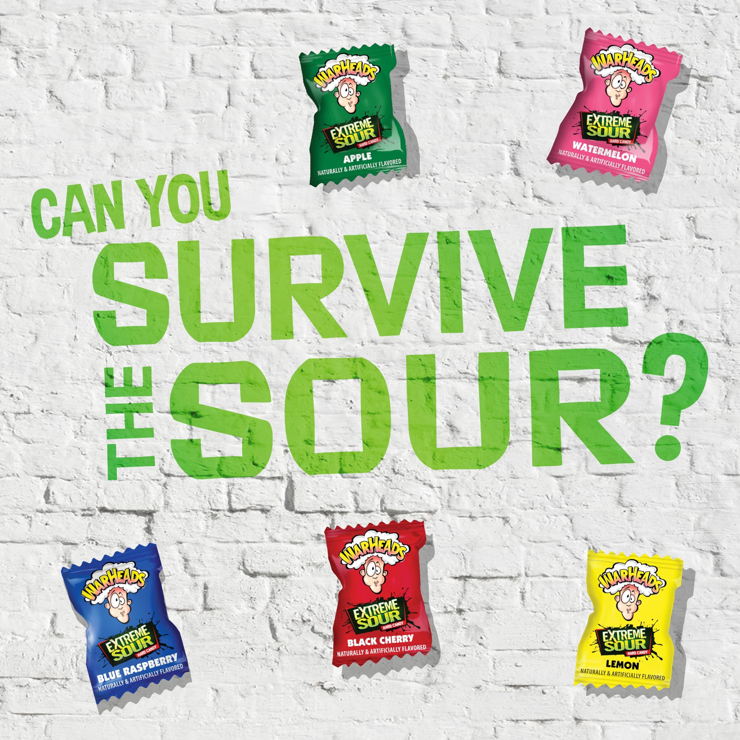 Warheads - Extreme Sour Hard Candy - Sour Apple, Black Cherry, Blue Raspberry, Lemon & Watermelon Flavors - 34 Oz. Tub With 240 Pieces Of Candy