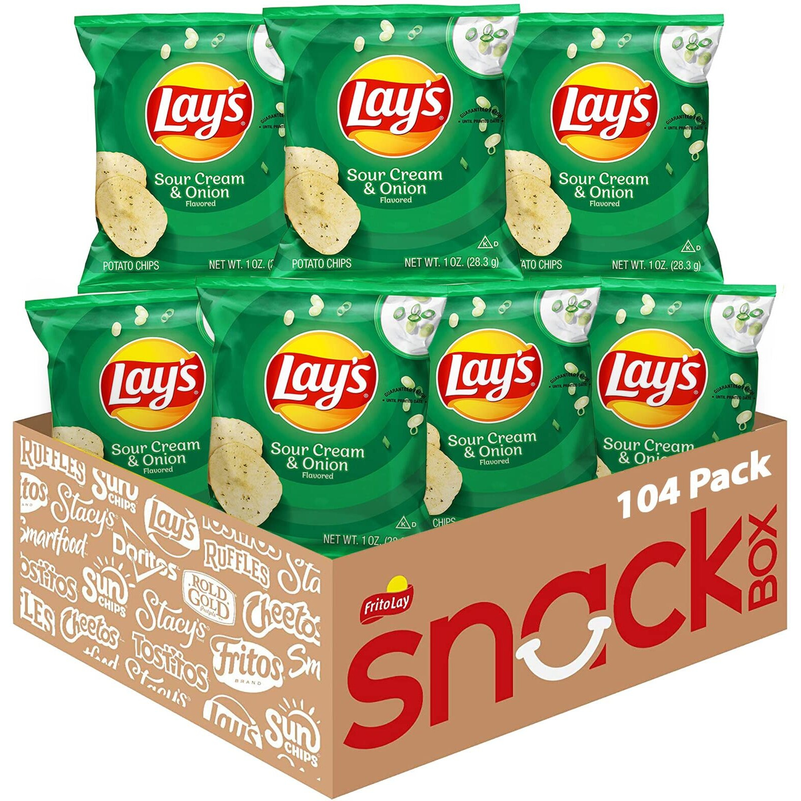 Lay's Potato Chips, Sour Cream & Onion, 1 Ounce (Pack Of 104)