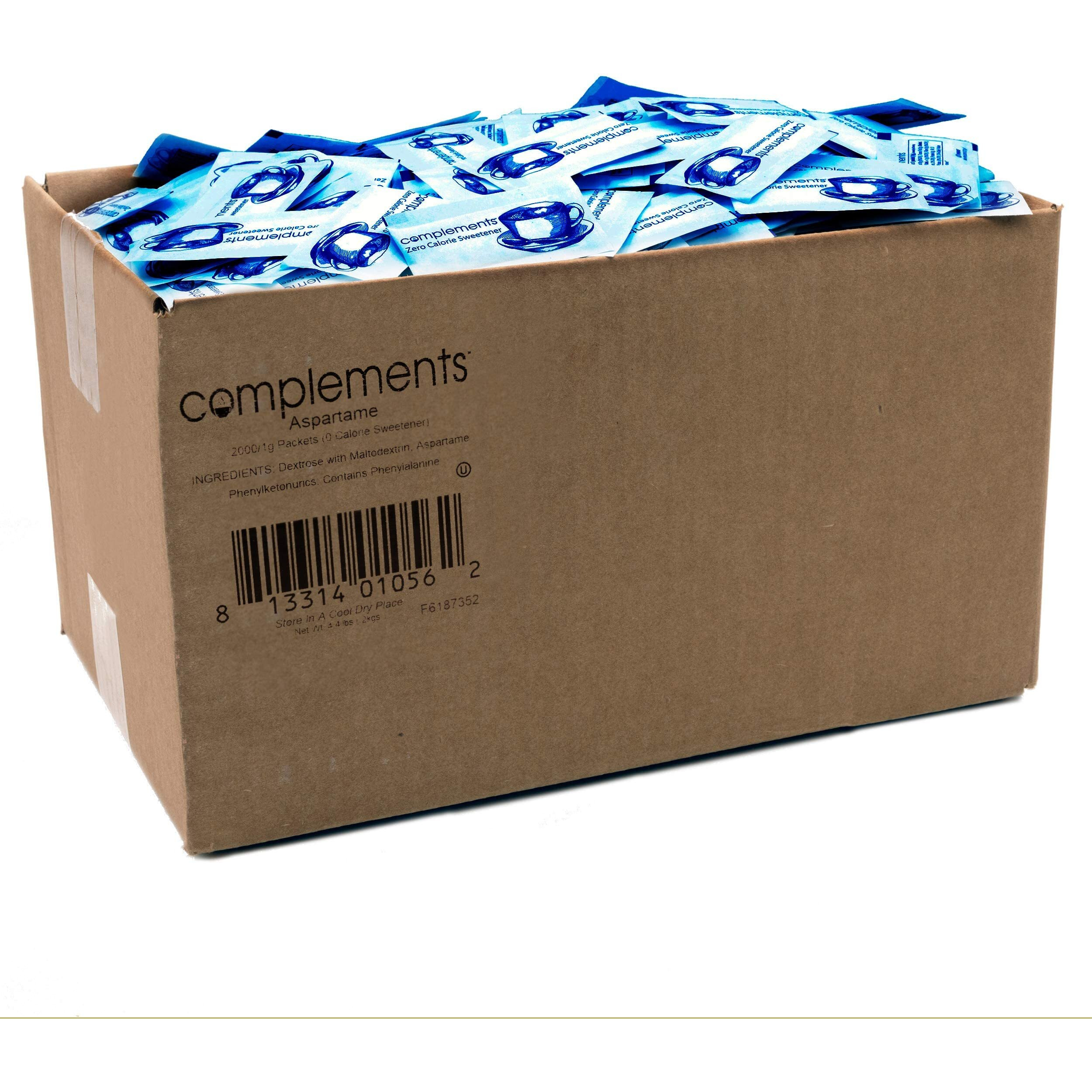 Complements Zero Calorie Aspartame Blue Sweetener Packets, 2000 Count