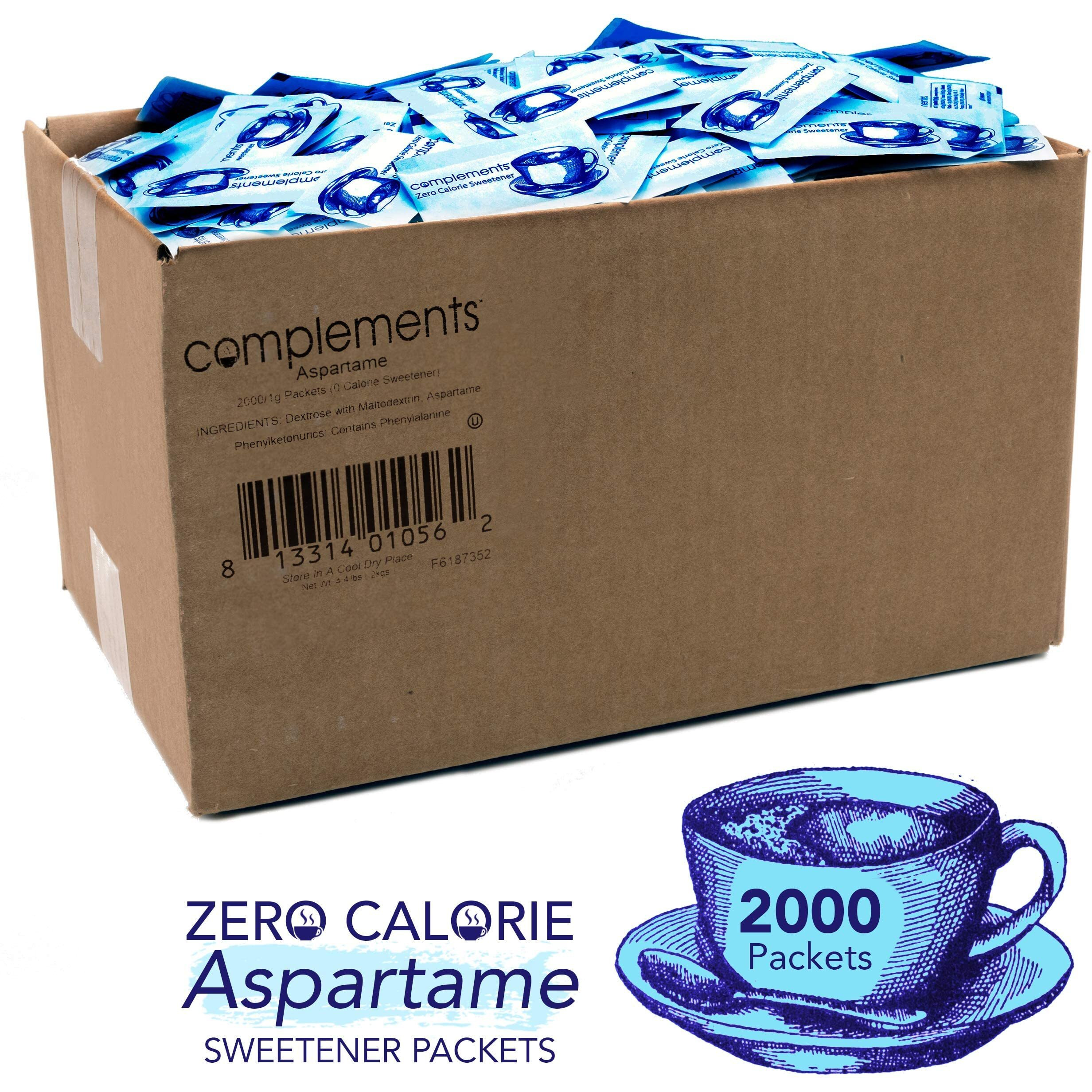 Complements Zero Calorie Aspartame Blue Sweetener Packets, 2000 Count