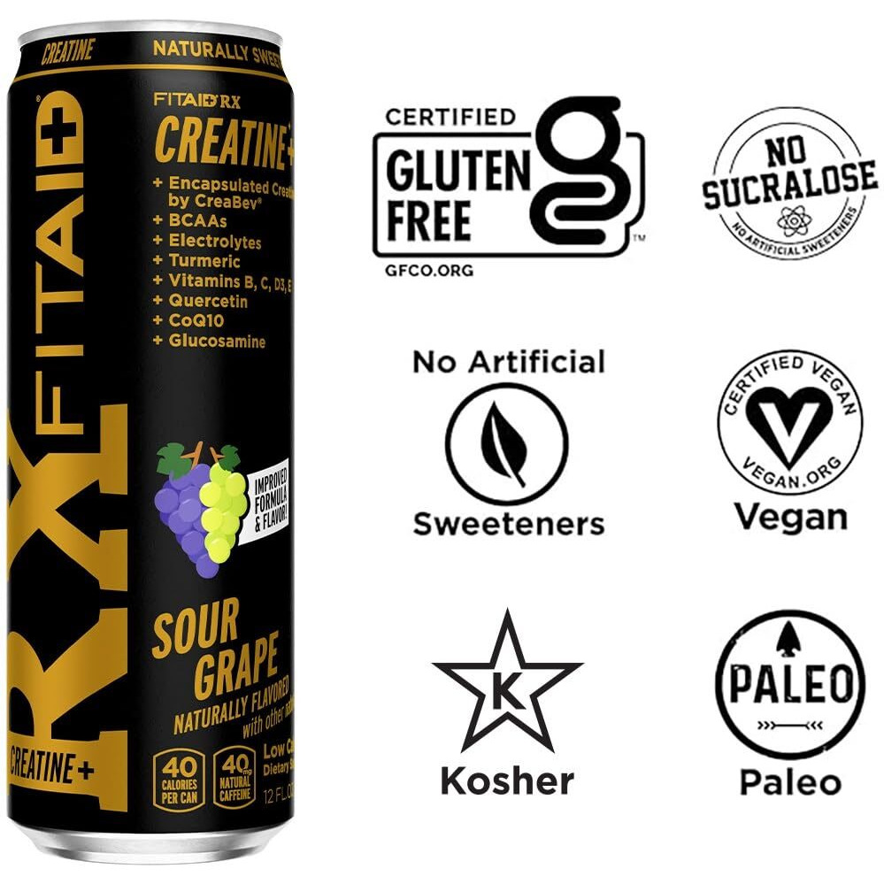 Lifeaid Fitaid Rx Recovery Blend Plus Creatine, Contains Bcaas, Glucosamine, Turmeric, B-Complex, Electrolytes, 12 Fl Oz (Pack Of 12)