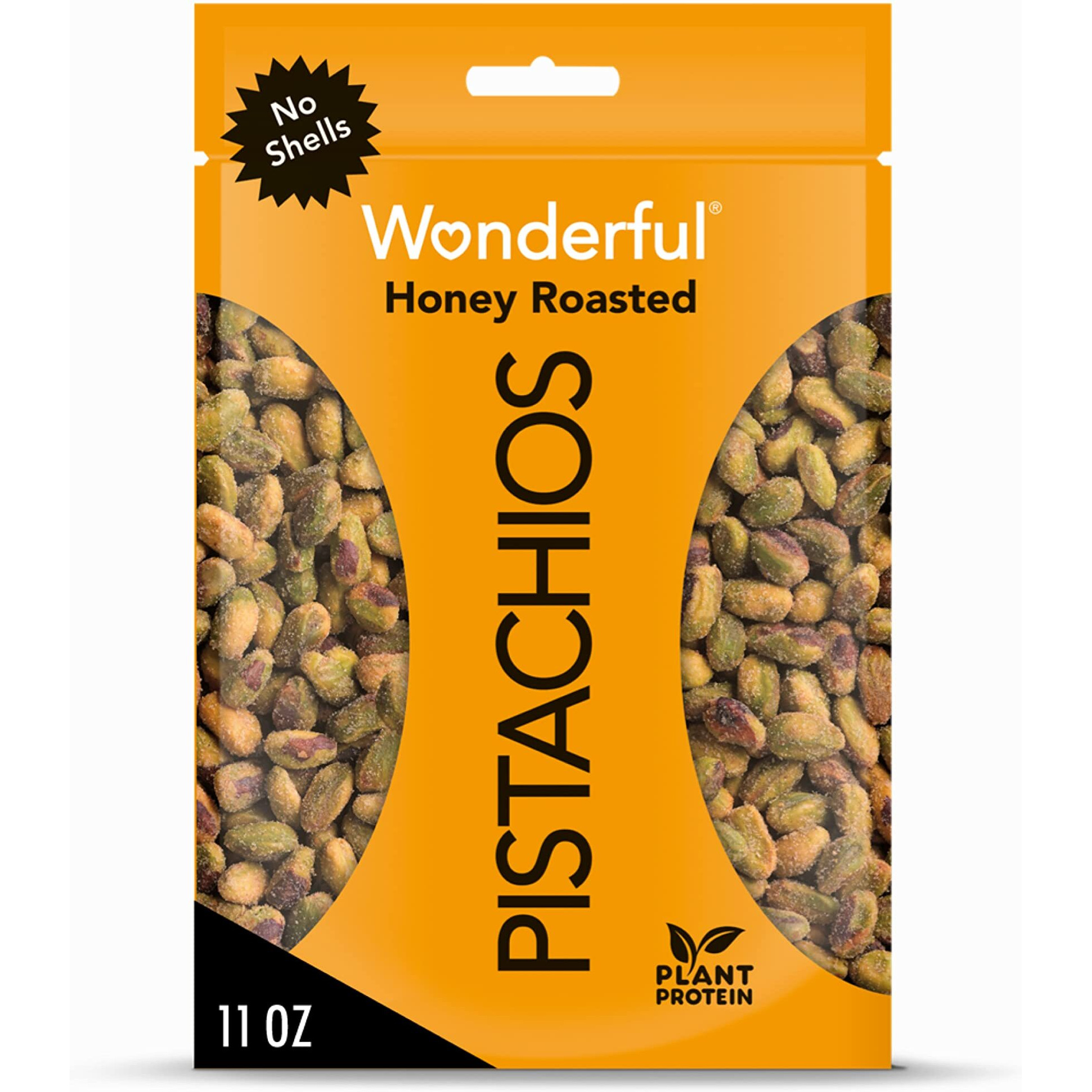 Wonderful Pistachios No Shells, Honey Roasted Nuts, 11 Ounce Resealable Bag, Protein Snacks, Gluten Free, Healthy Snacks