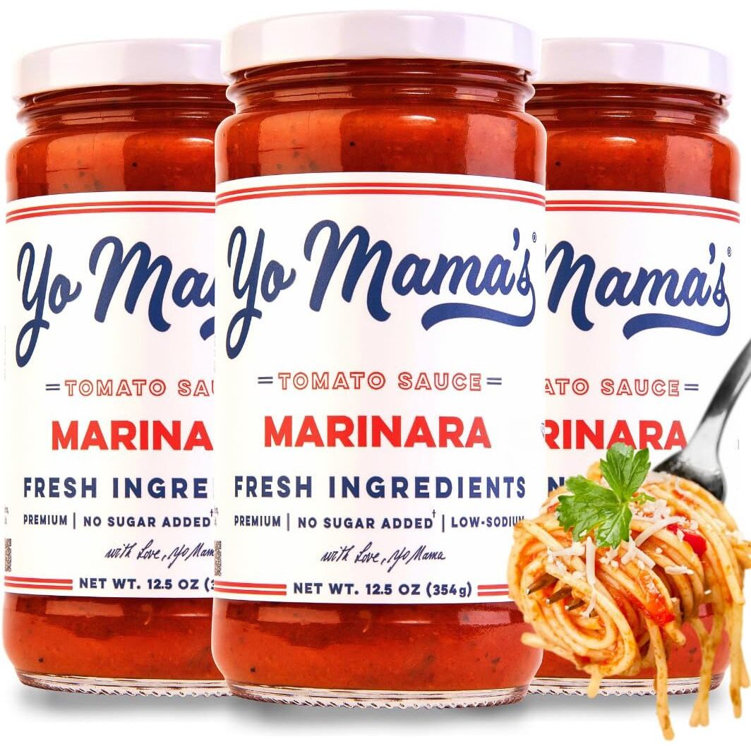 Yo Mama's Foods Keto Marinara Pasta Sauce - (3) 12.5 Ounce Jars - No Sugar Added, Low Carb, Low Sodium, Gluten Free, Paleo Friendly, And Made With Fresh, Non-Gmo Tomatoes