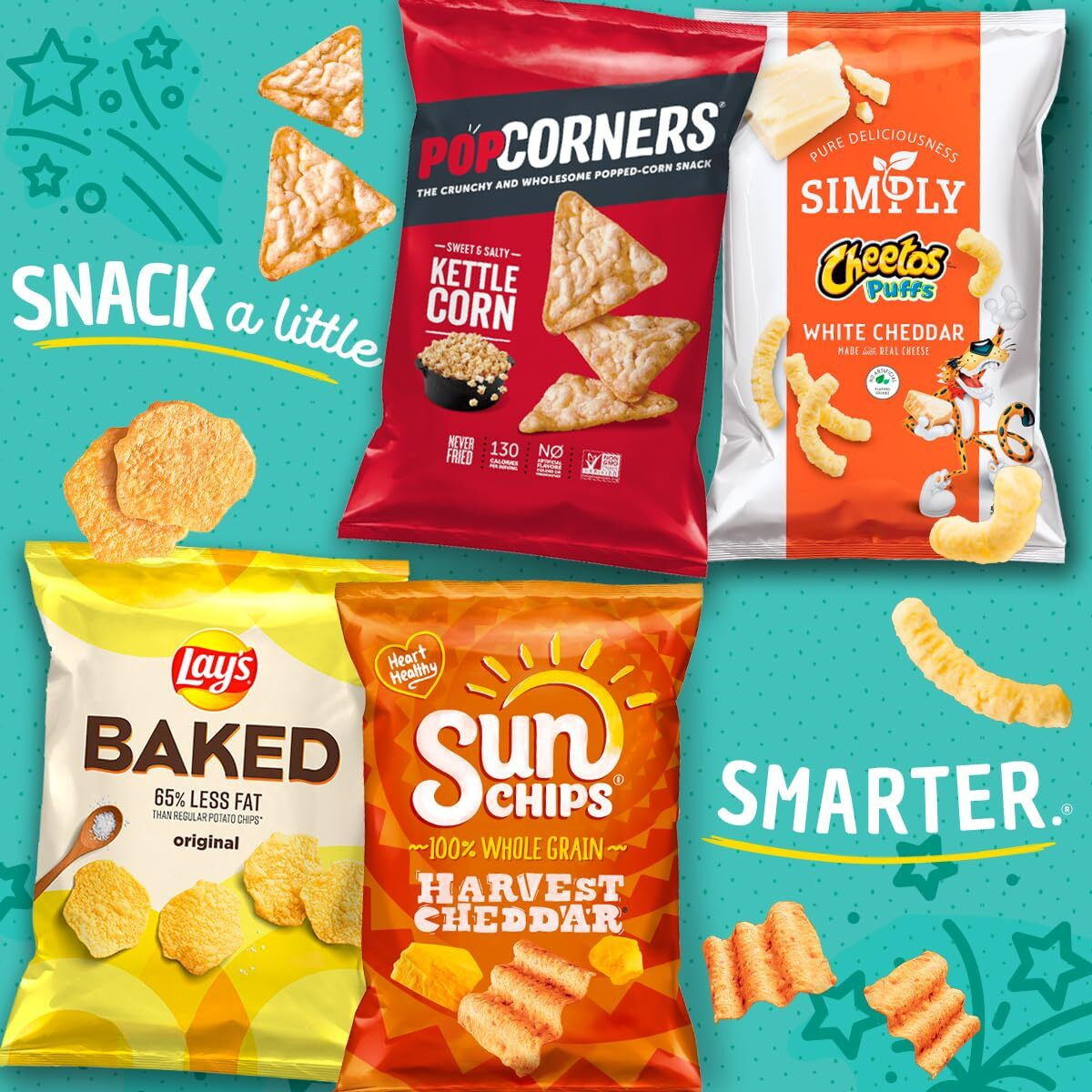 Smartfood Popcorn, White Cheddar And Flamin' Hot White Cheddar Variety Pack, 0.5 Ounce (Pack Of 40)