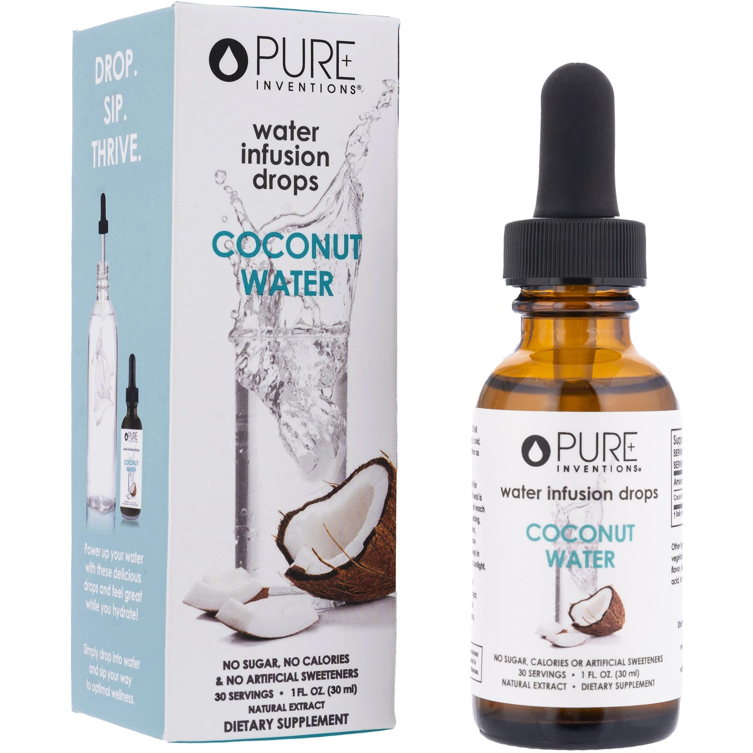 Pure Inventions - Water Infusion Drops - Coconut Water, 30 Servings, 1Oz Bottle (Package May Vary)