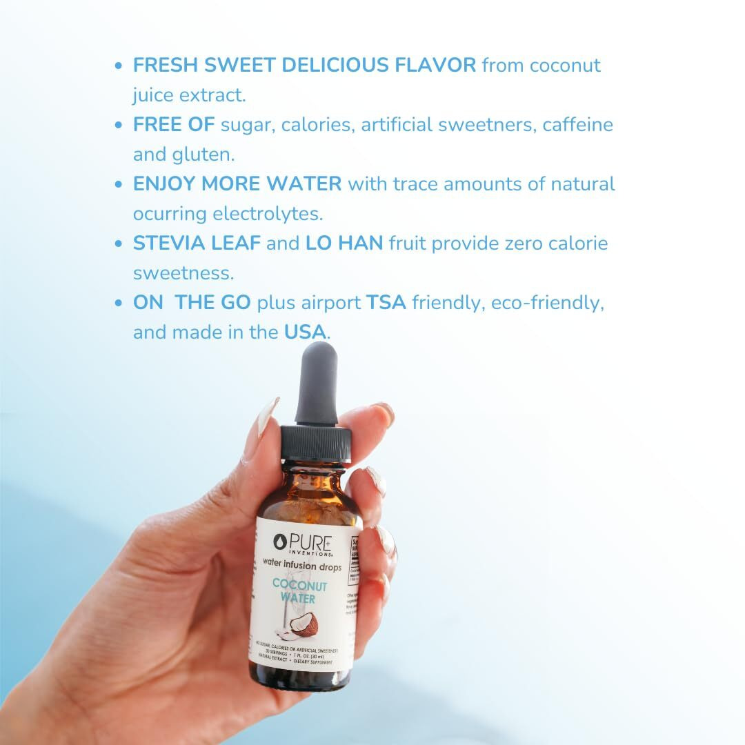 Pure Inventions - Water Infusion Drops - Coconut Water, 30 Servings, 1Oz Bottle (Package May Vary)