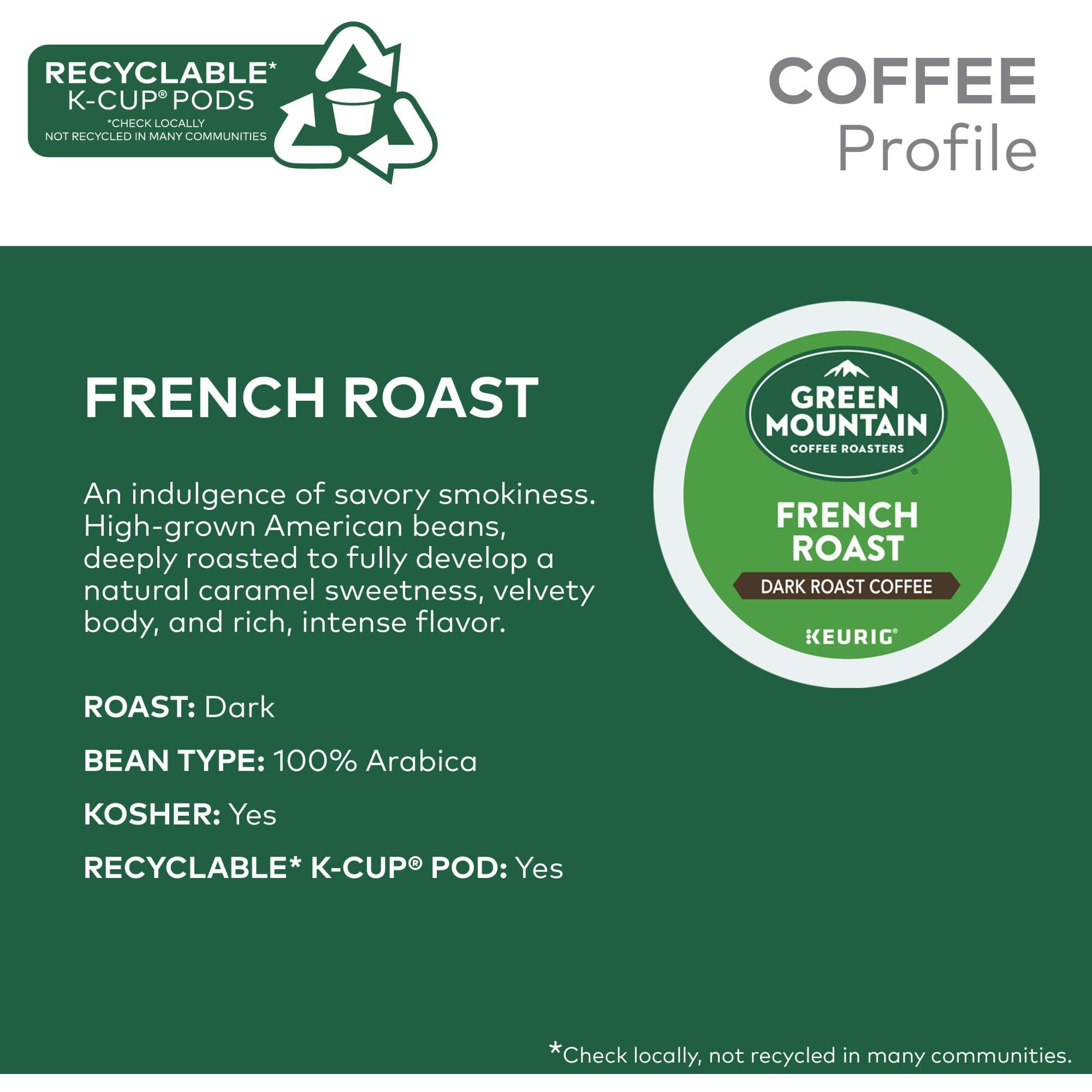 Green Mountain Coffee Roasters French Roast Keurig K-Cup Pods, Dark Roast Coffee, 96 Count (4 Packs Of 24)