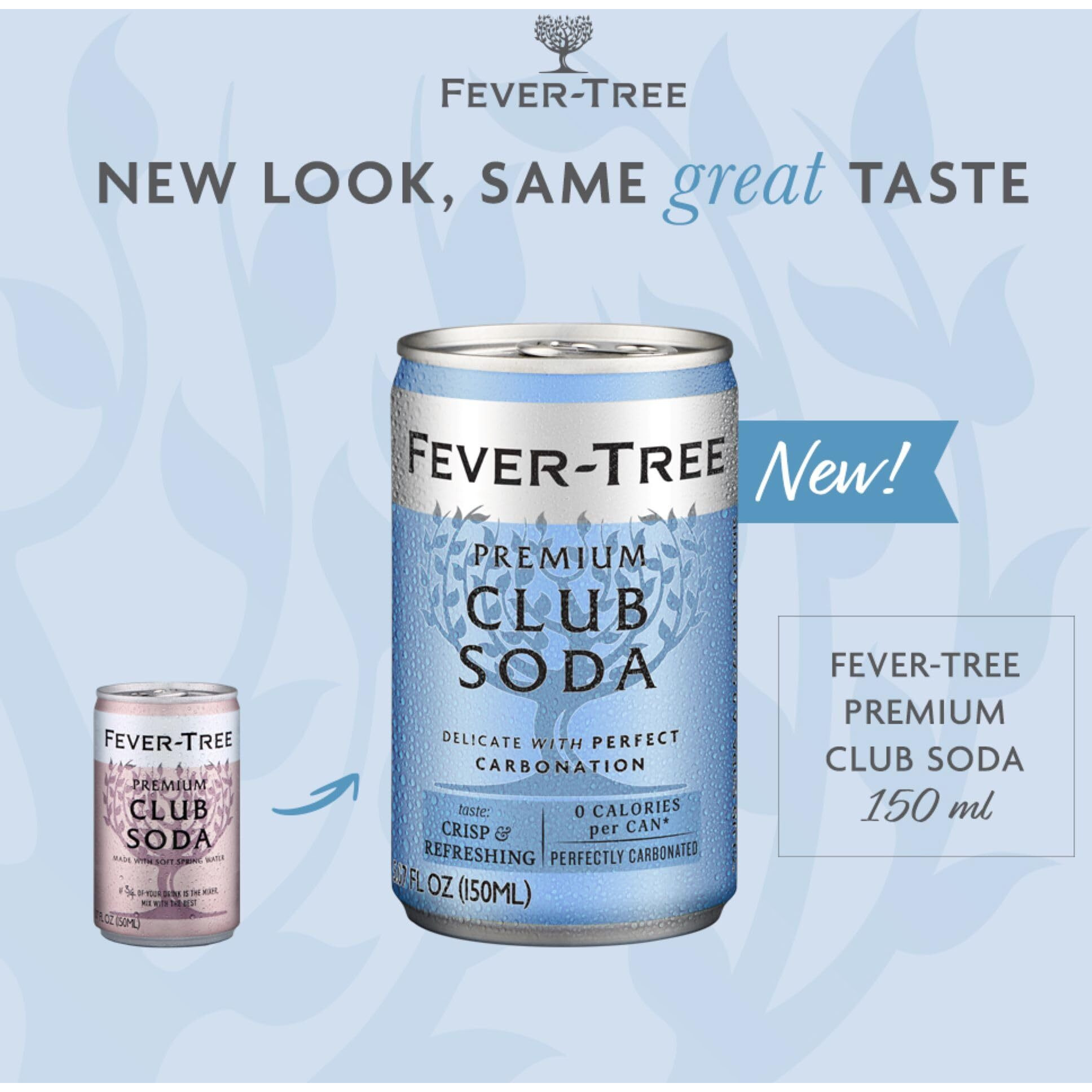 Fever Tree Club Soda Club Soda - Premium Quality Delicate With Perfect Carbonation - Refreshing Beverage For Cocktails & Mocktails. Naturally Sourced Ingredients, No Artificial Sweeteners Or Colors - 5.07 Fl Oz (Pack Of 24)(Packaging May Vary)