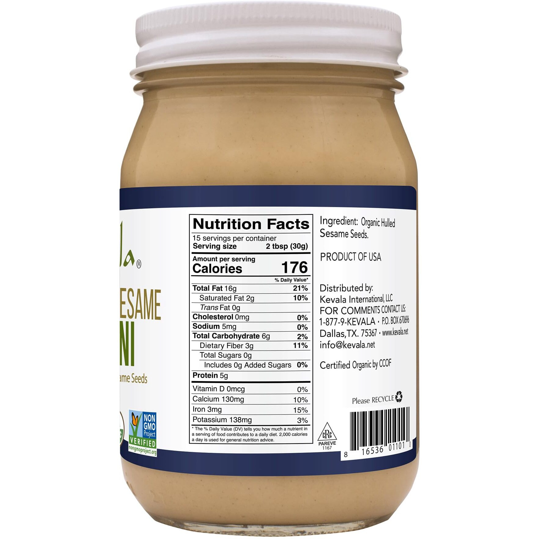 Kevala Organic Sesami Tahini, 16 Ounce