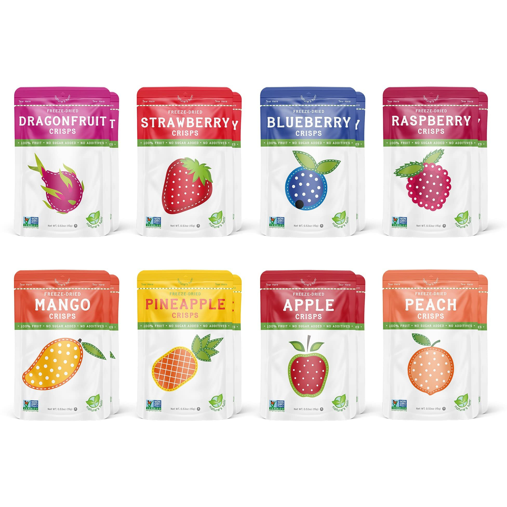 Natures Turn Freeze-Dried Fruit Snacks, Superfruit Variety, Pack Of 16 (0.53 Oz Each)