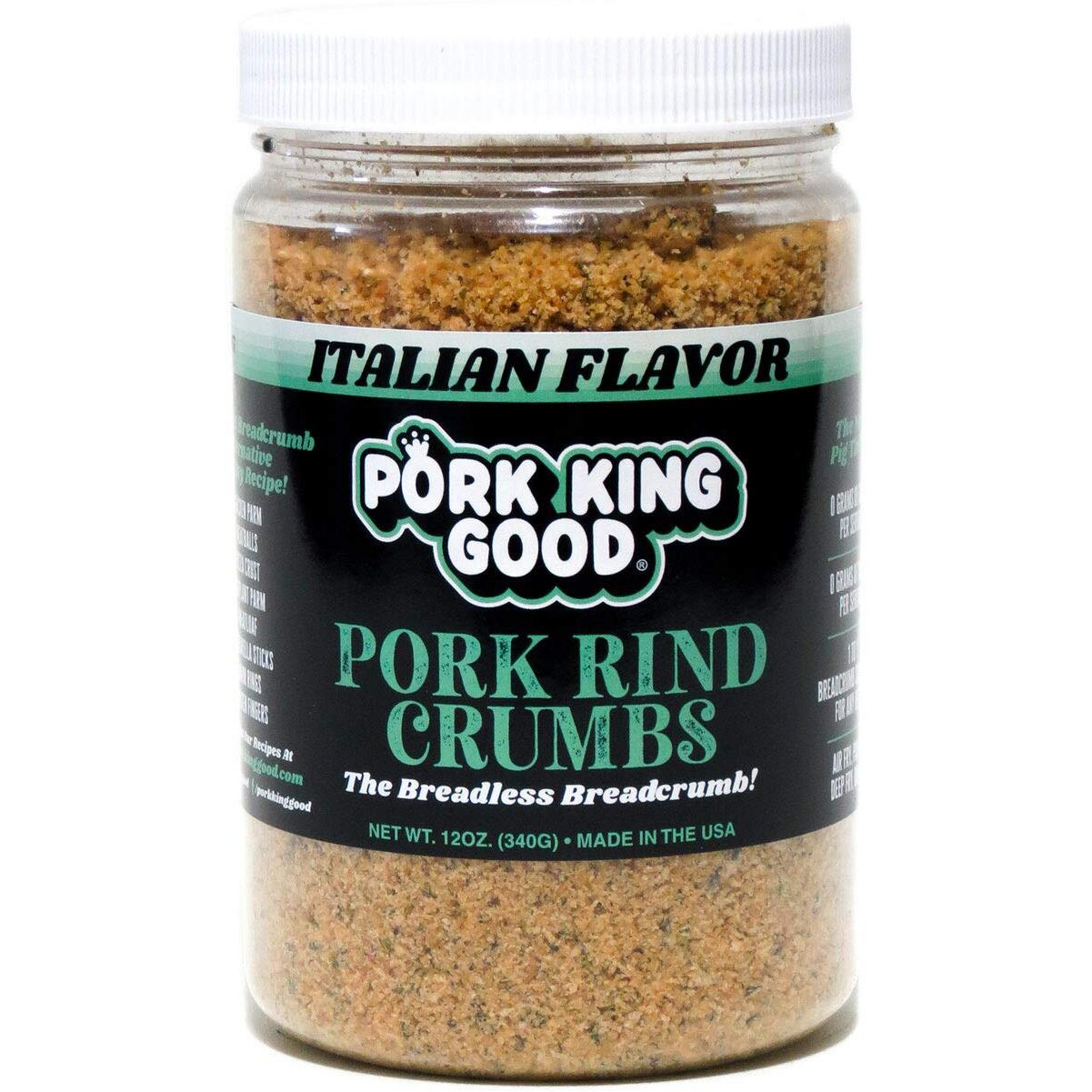 Pork King Good Italian Pork Rind Crumbs (Low Carb Keto Diet) Perfect For Ketogenic, Paleo, Gluten-Free, Sugar Free And Bariatric Diets. 0 Carbs