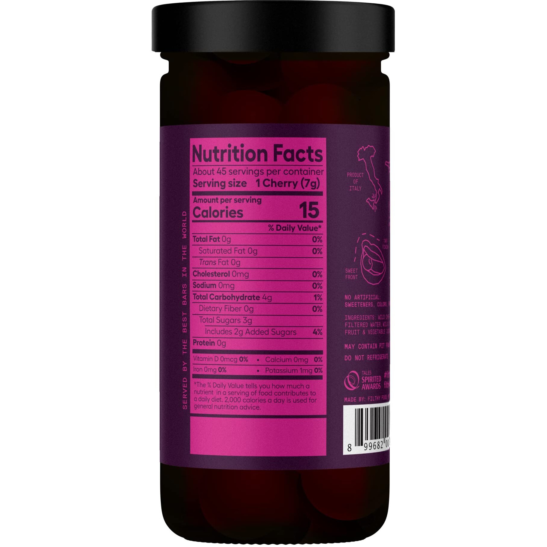 Filthy Black Amarena Cocktail Cherries, 11 Oz Jar, 45 Cherries