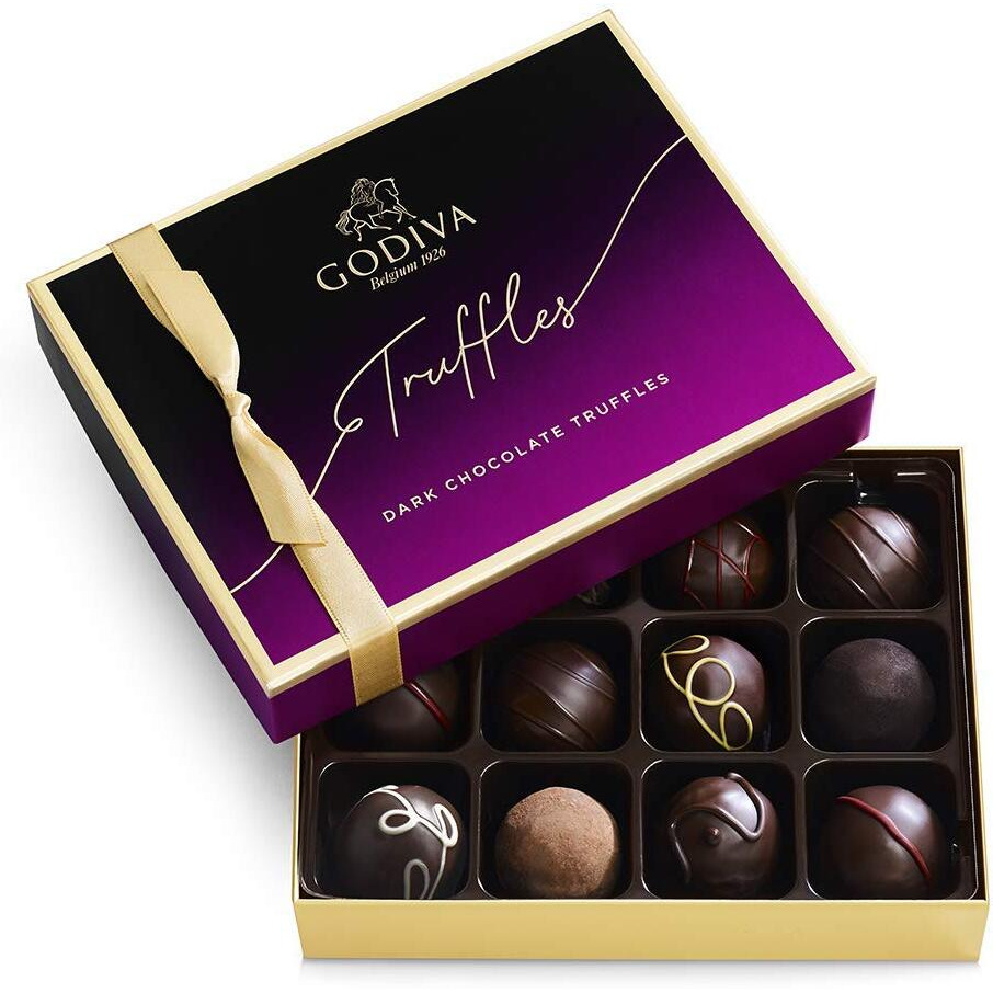 Godiva Chocolatier Dark Chocolate Truffles Assorted Chocolate Gift Box, 12 Pc.