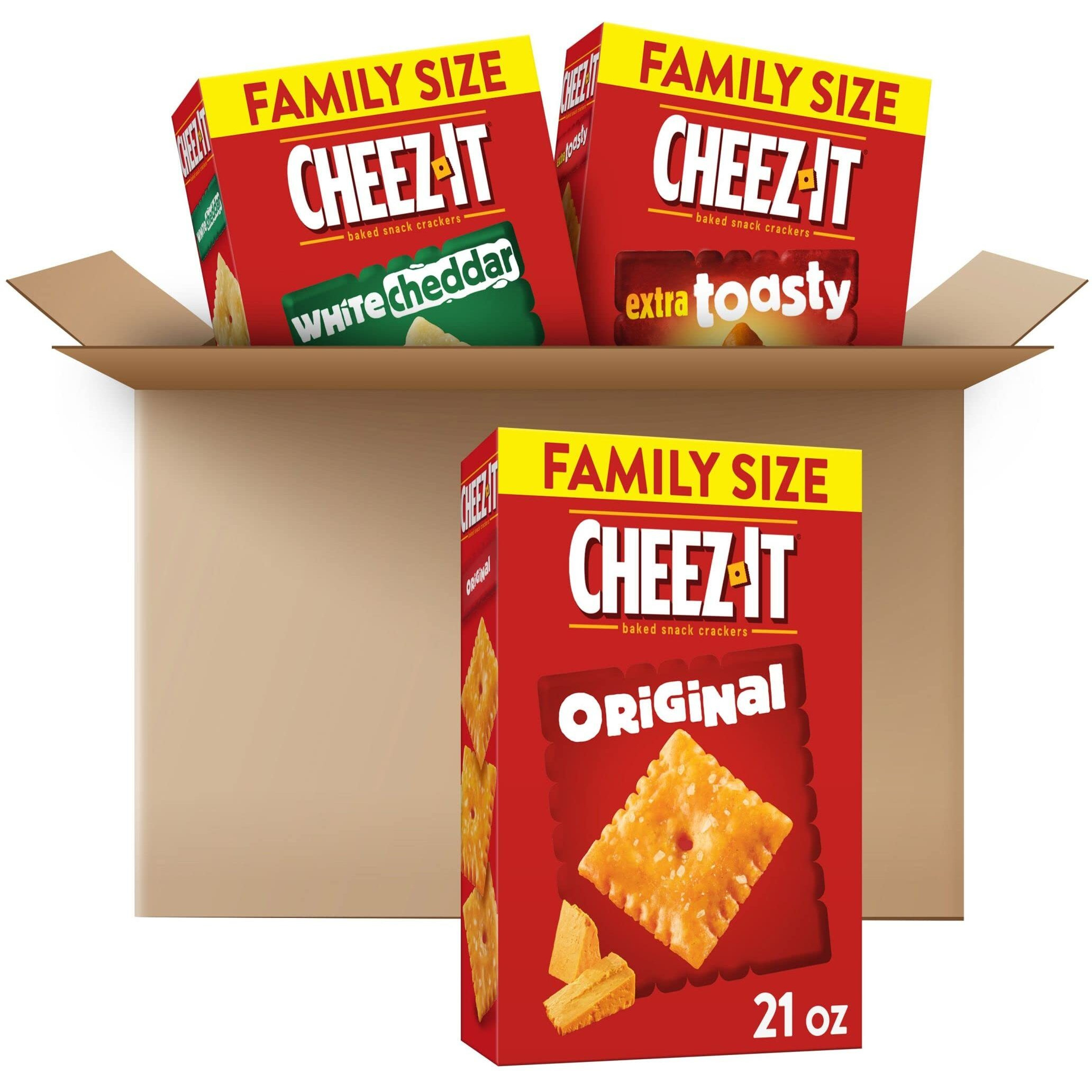 Cheez-It Cheese Crackers, Baked Snack Crackers, Lunch Snacks, Family Size, Variety Pack (3 Boxes)