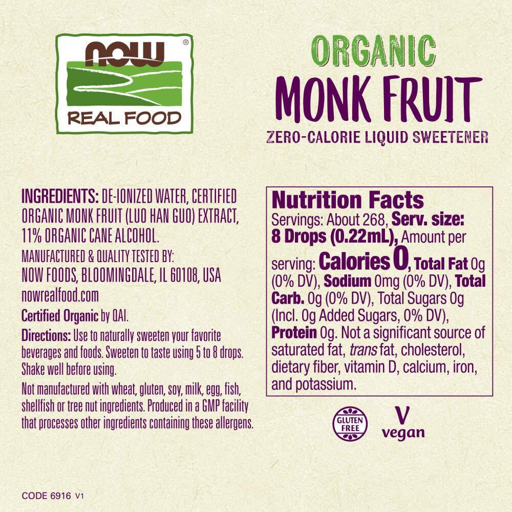 Now Foods Monk Fruit Liquid Organic, 2 Fluid Ounce (2 Pack)