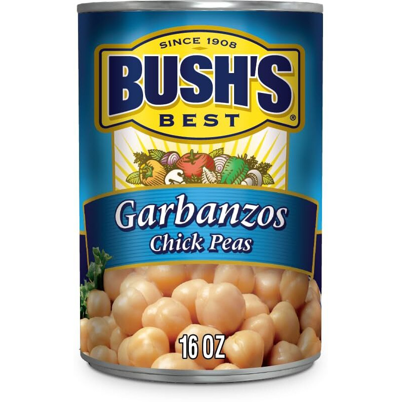 Bush's Best 16 Oz Canned Garbanzo Beans (Chickpeas), Source Of Plant Based Protein And Fiber, Vegetarian, Low Fat, Gluten Free, (Pack Of 12)