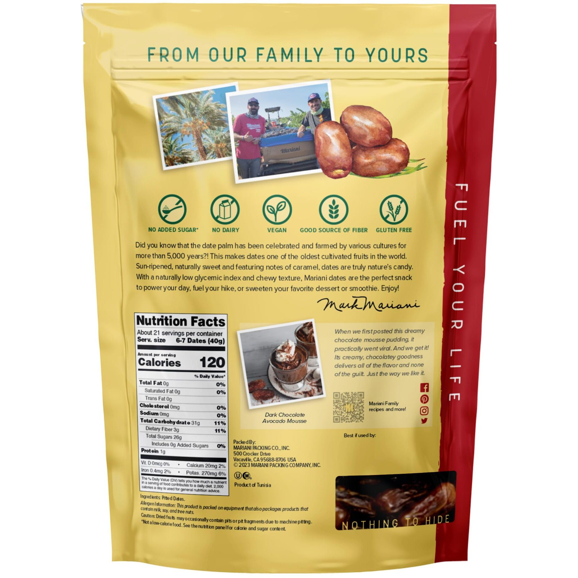 Mariani Pitted Dates, 30 Oz - Resealable Bag, High Fiber, No Sugar Added