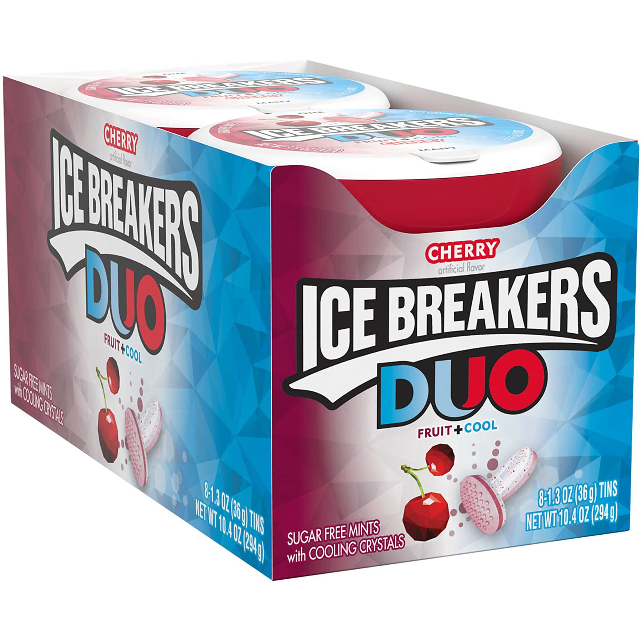 Ice Breakers Duo Fruit Plus Cool Cherry Sugar Free Breath Mints Tins, 1.3 Oz (8 Count)