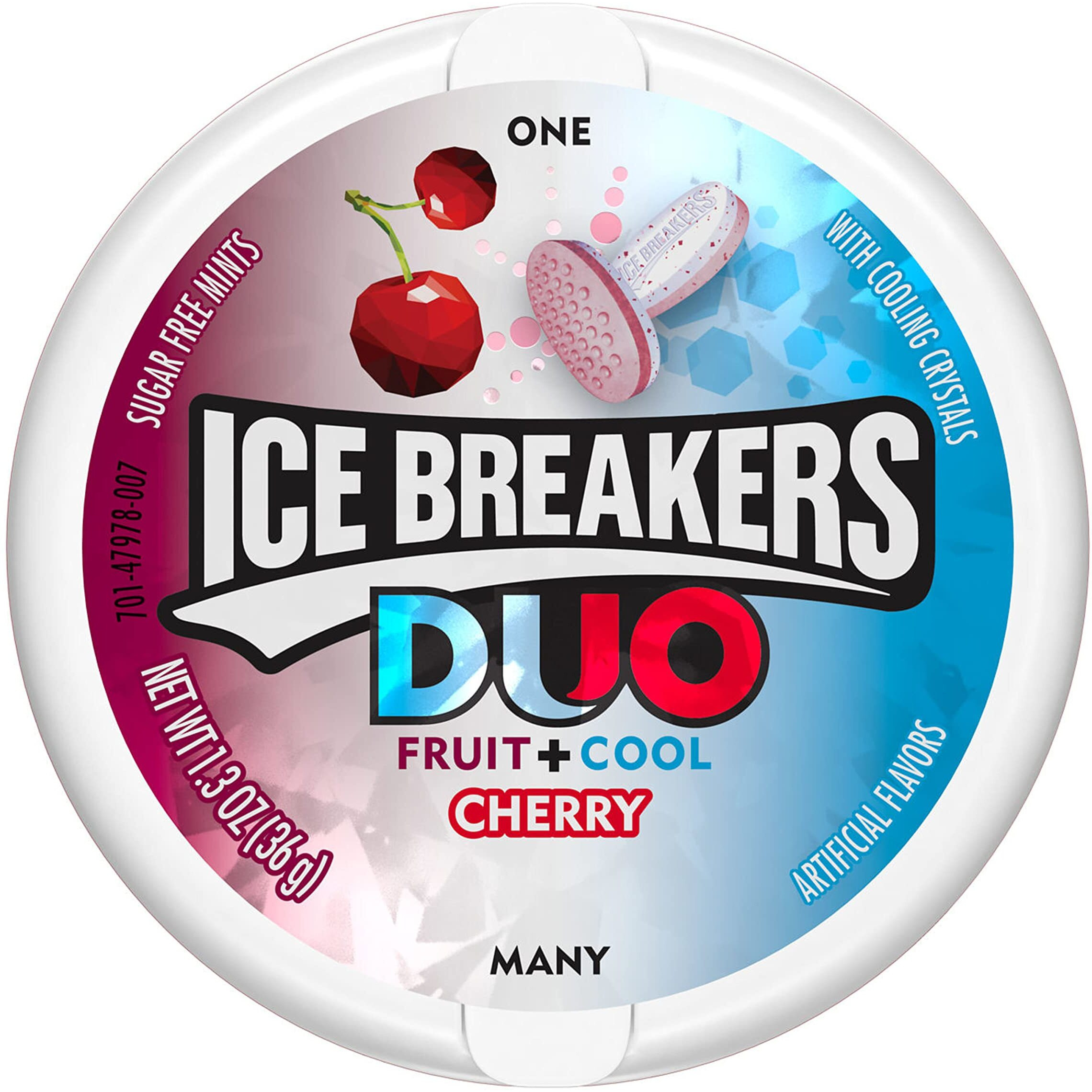 Ice Breakers Duo Fruit Plus Cool Cherry Sugar Free Breath Mints Tins, 1.3 Oz (8 Count)