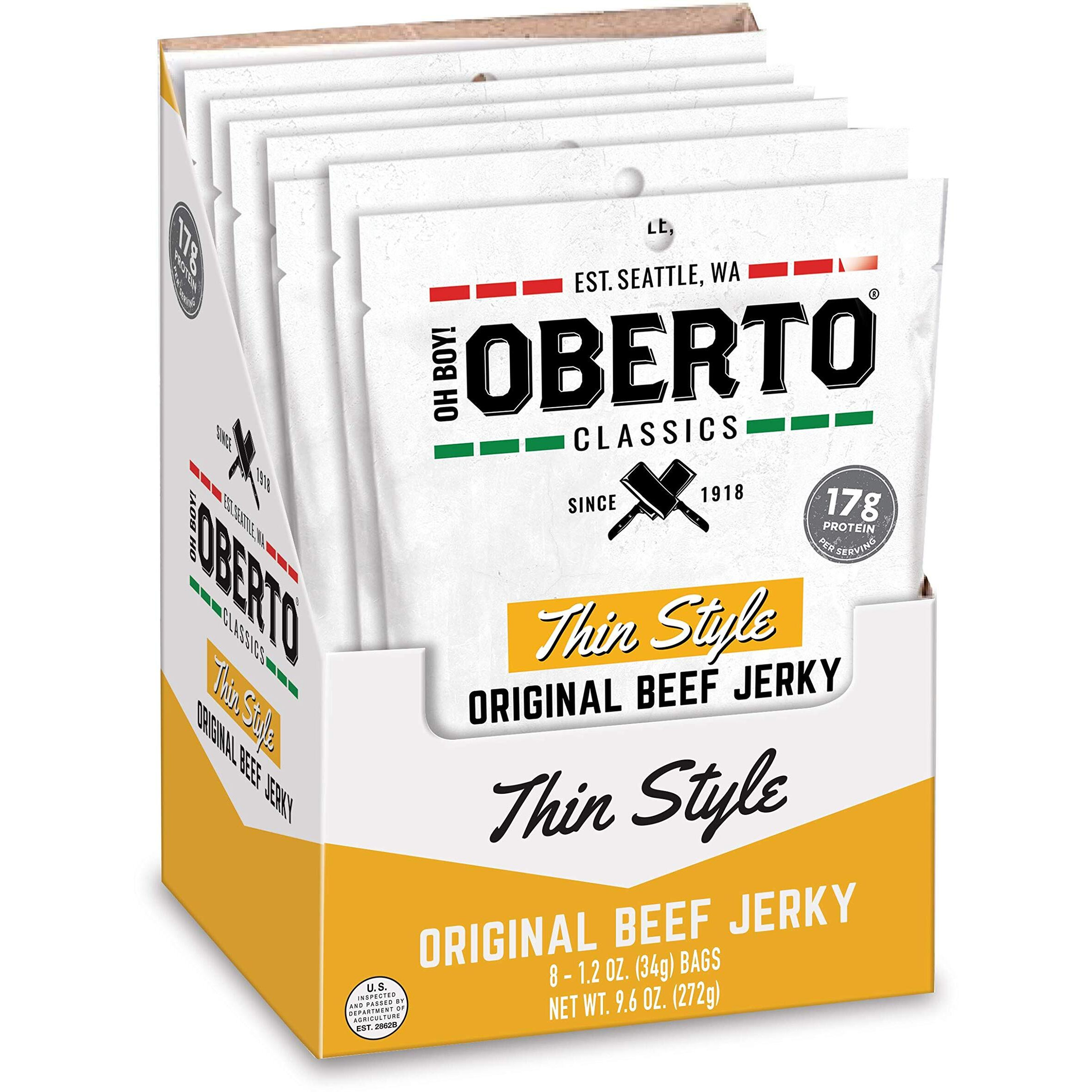 Oh Boy Oberto Classics Thin Style Original Beef Jerky, 1.2 Ounce (Pack Of 8)
