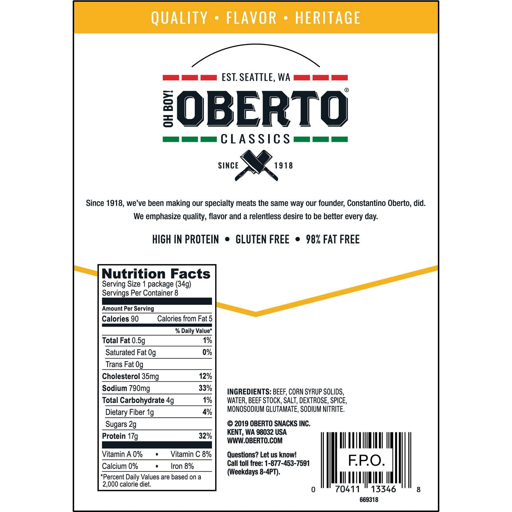 Oh Boy Oberto Classics Thin Style Original Beef Jerky, 1.2 Ounce (Pack Of 8)