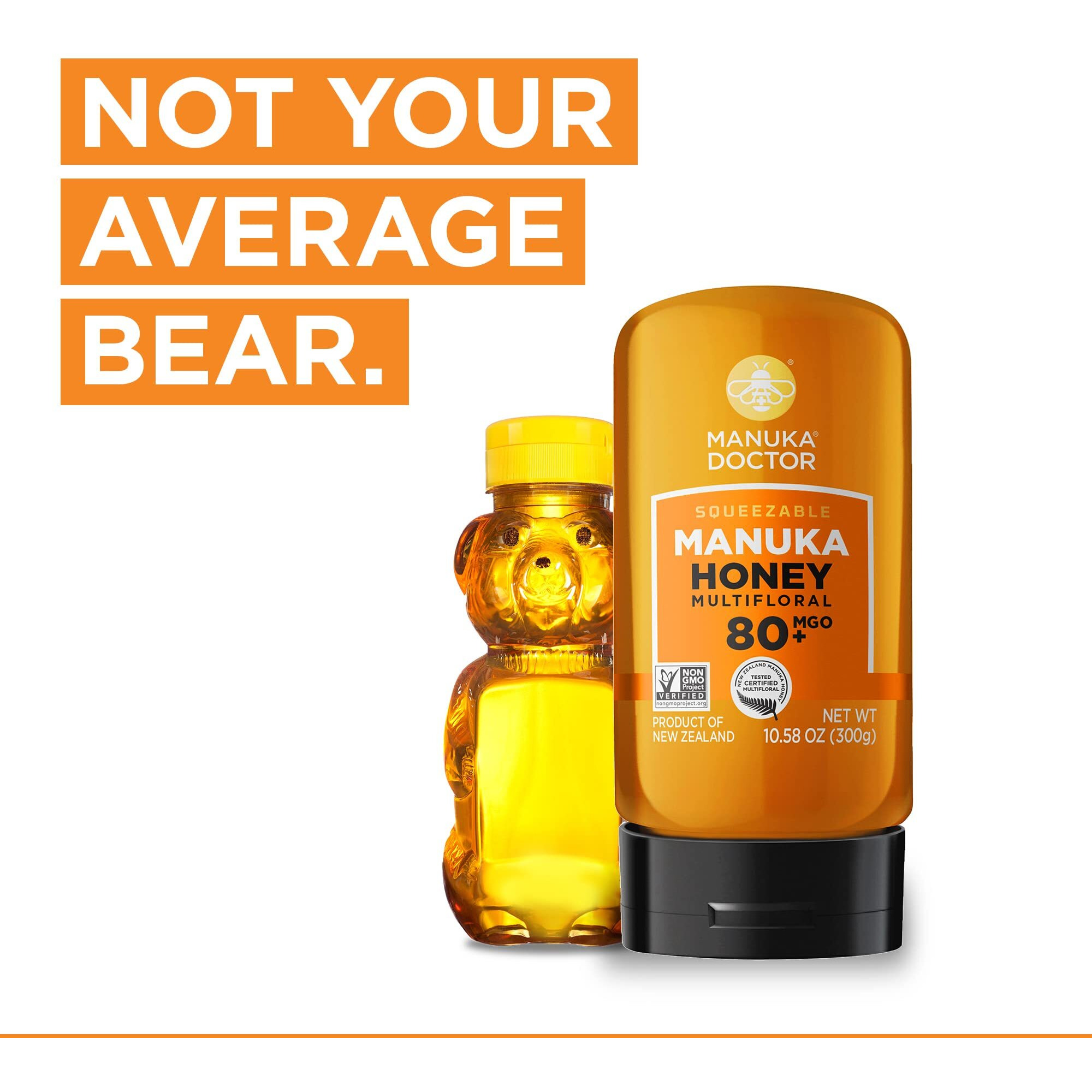 Manuka Doctor - Mgo 80+ Squeezy Manuka Honey Multifloral, 100% Pure New Zealand Honey. Certified. Guaranteed. Raw. Non-Gmo (10.58 Oz)