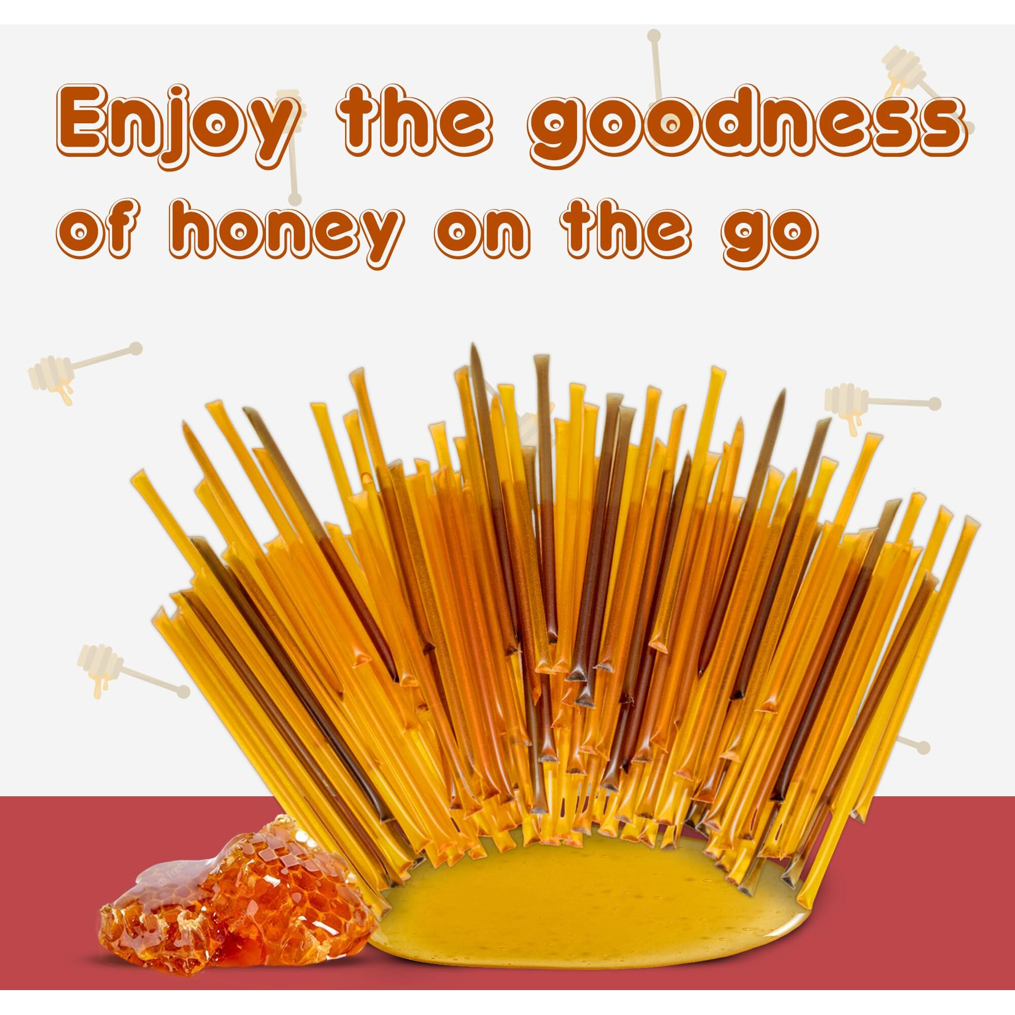 Honey Sticks Flavored (Pack Of 50) - All Natural & No Artificial Flavours - Single Serve Raw Honey For Tea & Coffee - Healthy Snack For Kids & Adults - Pure American Honey Sticks By Bee Silly Honey