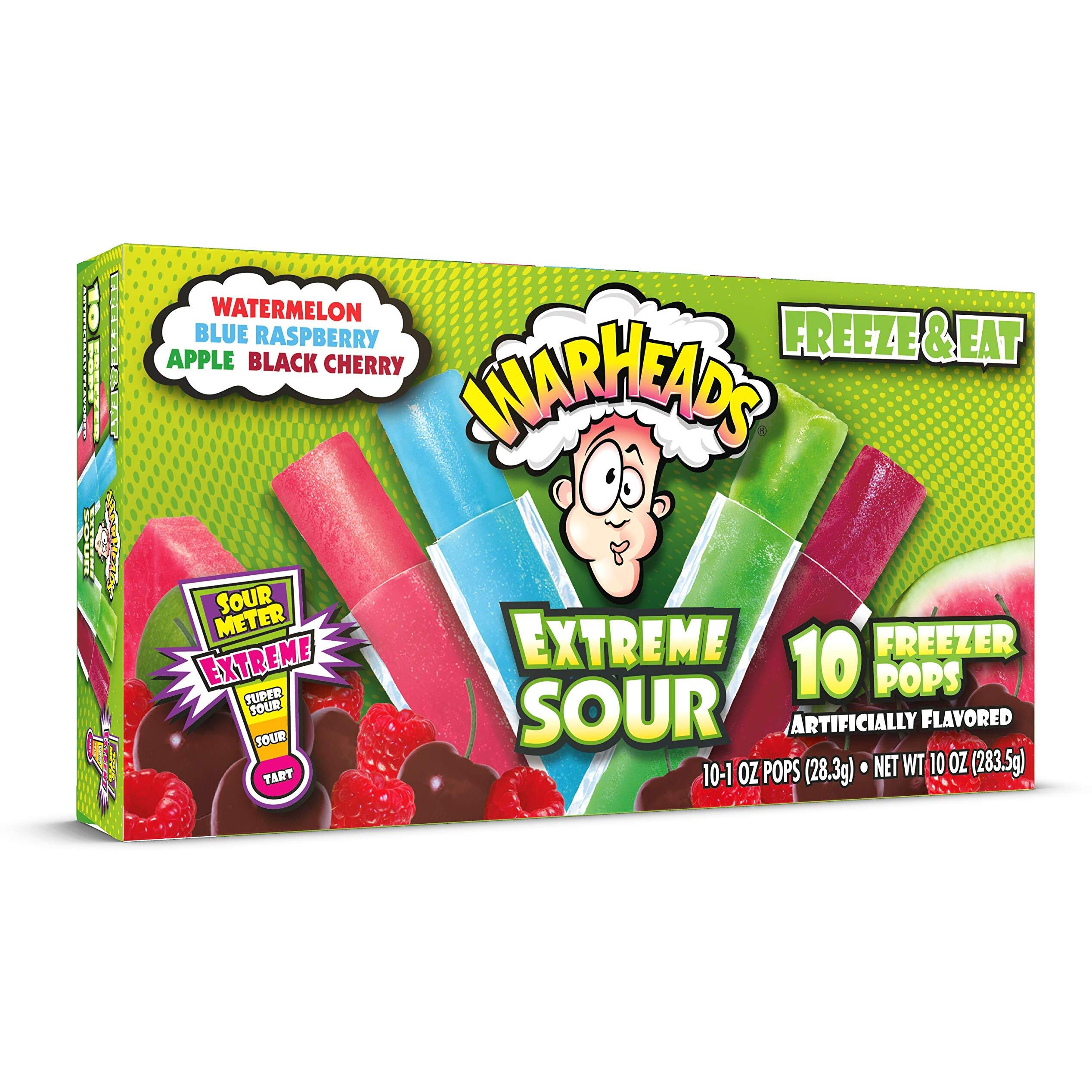 Warheads, Fat Free Freezer Pops, Assorted Flavors, Extreme Sour ,12 Boxes,10 - 1 Oz Pops Per Box,1 Ounce (Pack Of 120)
