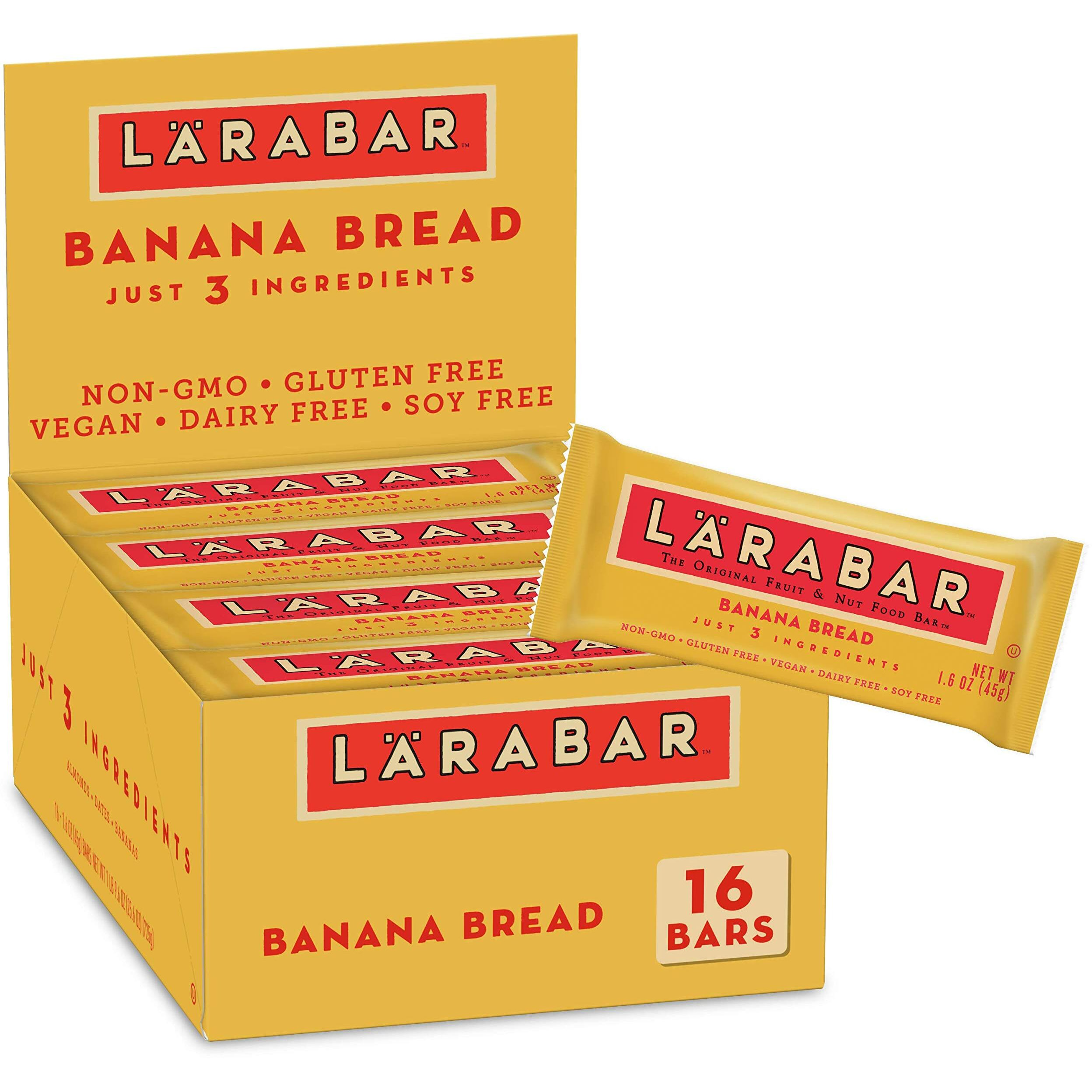 Larabar Banana Bread, Gluten Free Vegan Fruit & Nut Bar, 1.6 Oz Bars, 16 Ct
