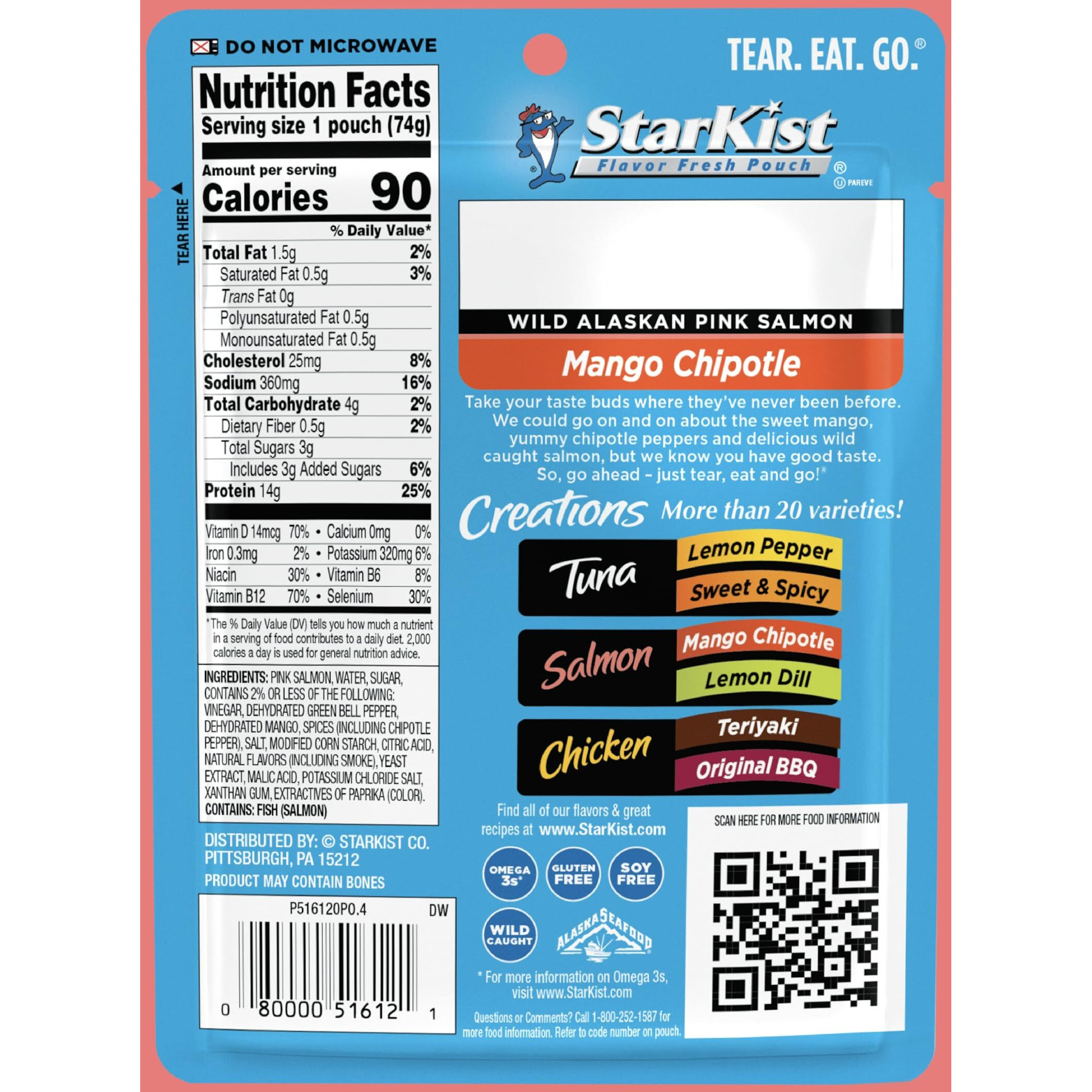 Starkist Salmon Creations Mango Chipotle - 2.6 Oz Pouch (Packaging May Vary) (Pack Of 12)