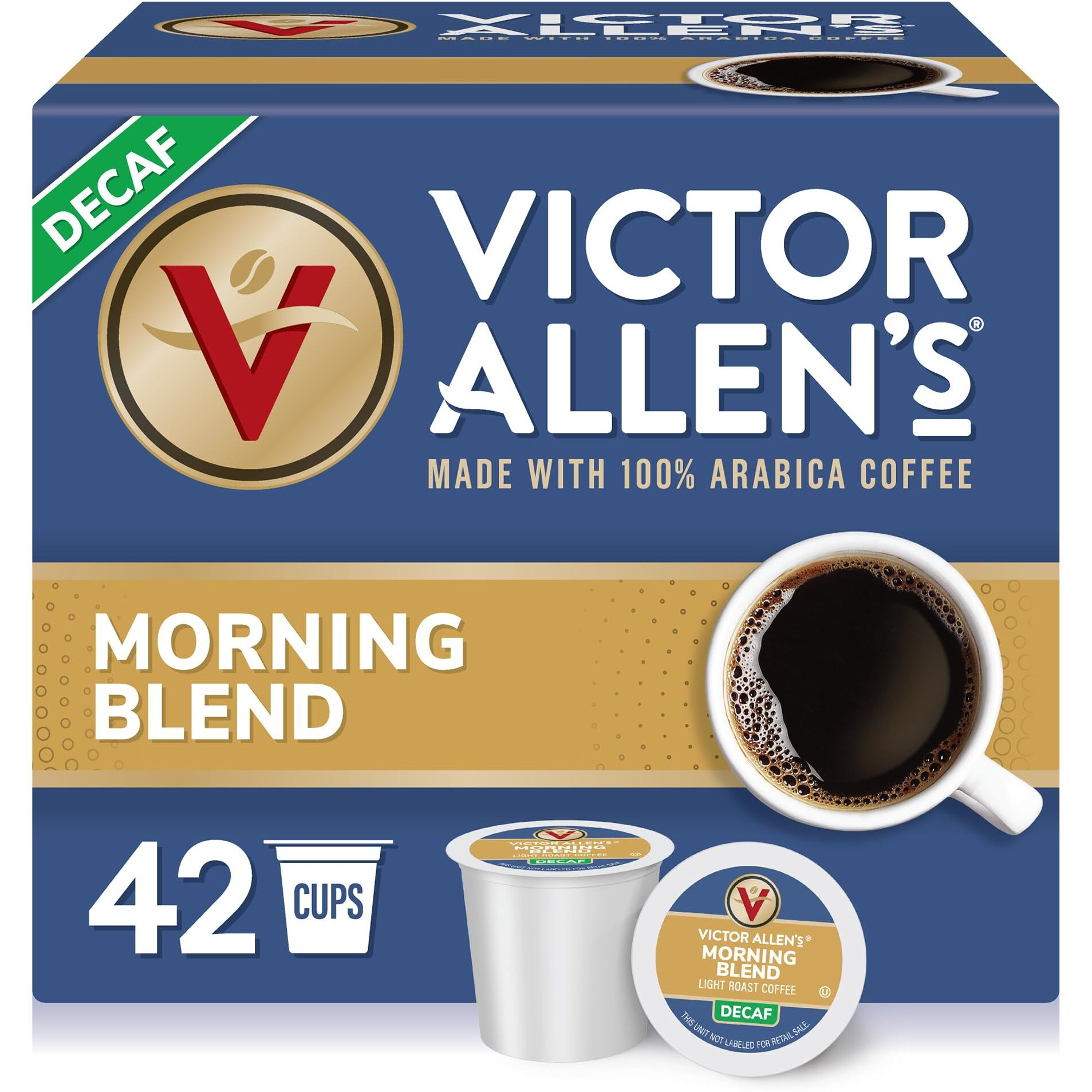 Victor Allen's Coffee Decaf Morning Blend, Light Roast, 42 Count, Single Serve Coffee Pods For Keurig K-Cup Brewers
