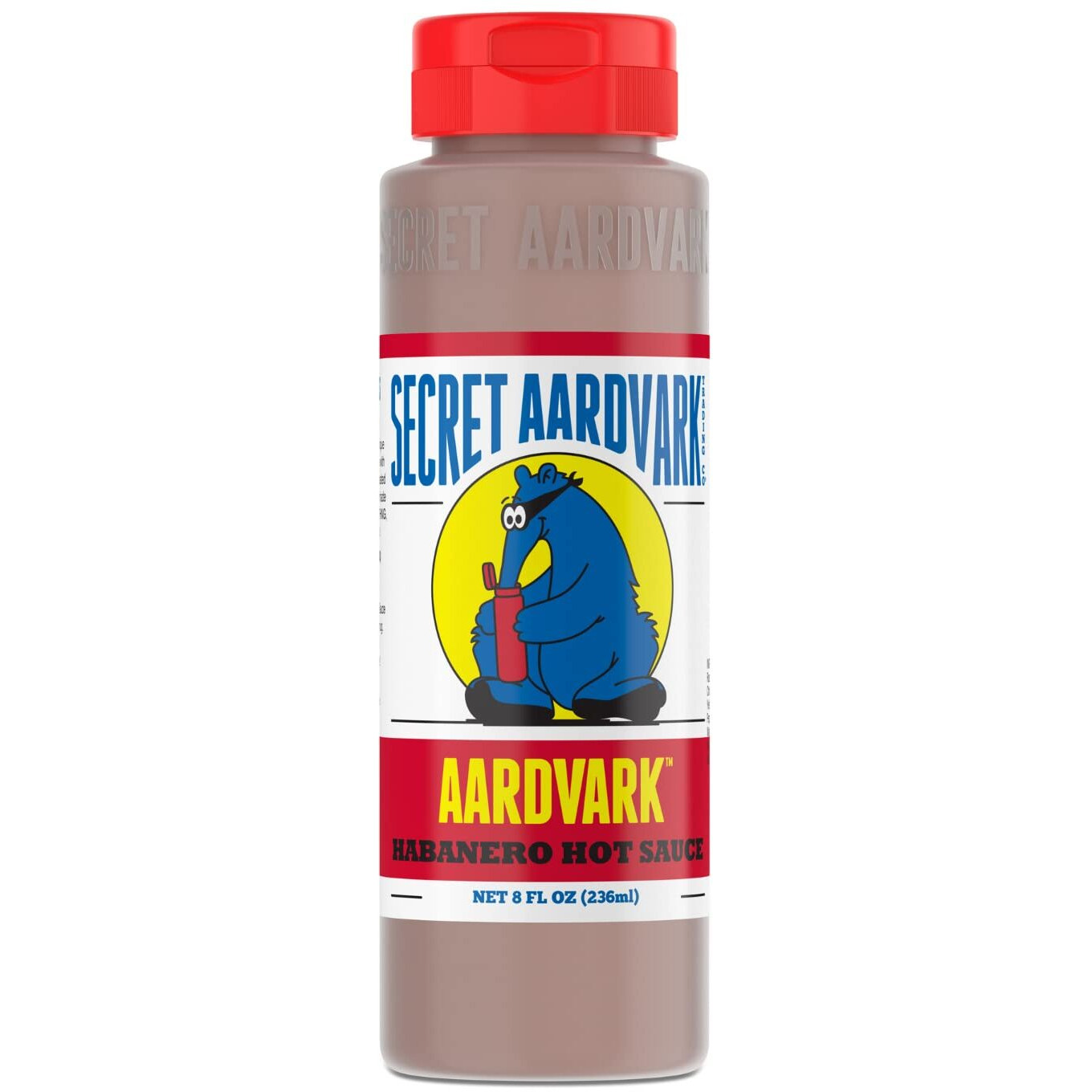 Secret Aardvark Habanero Hot Sauce - Habanero Peppers & Roasted Tomatoes, Medium Spiced Hot Sauce, Bbq Sauce, Non-Gmo, Low Sugar, Low Carb, Gluten-Free Hot Sauce & Marinade - 8 Fl Oz 1 Pack