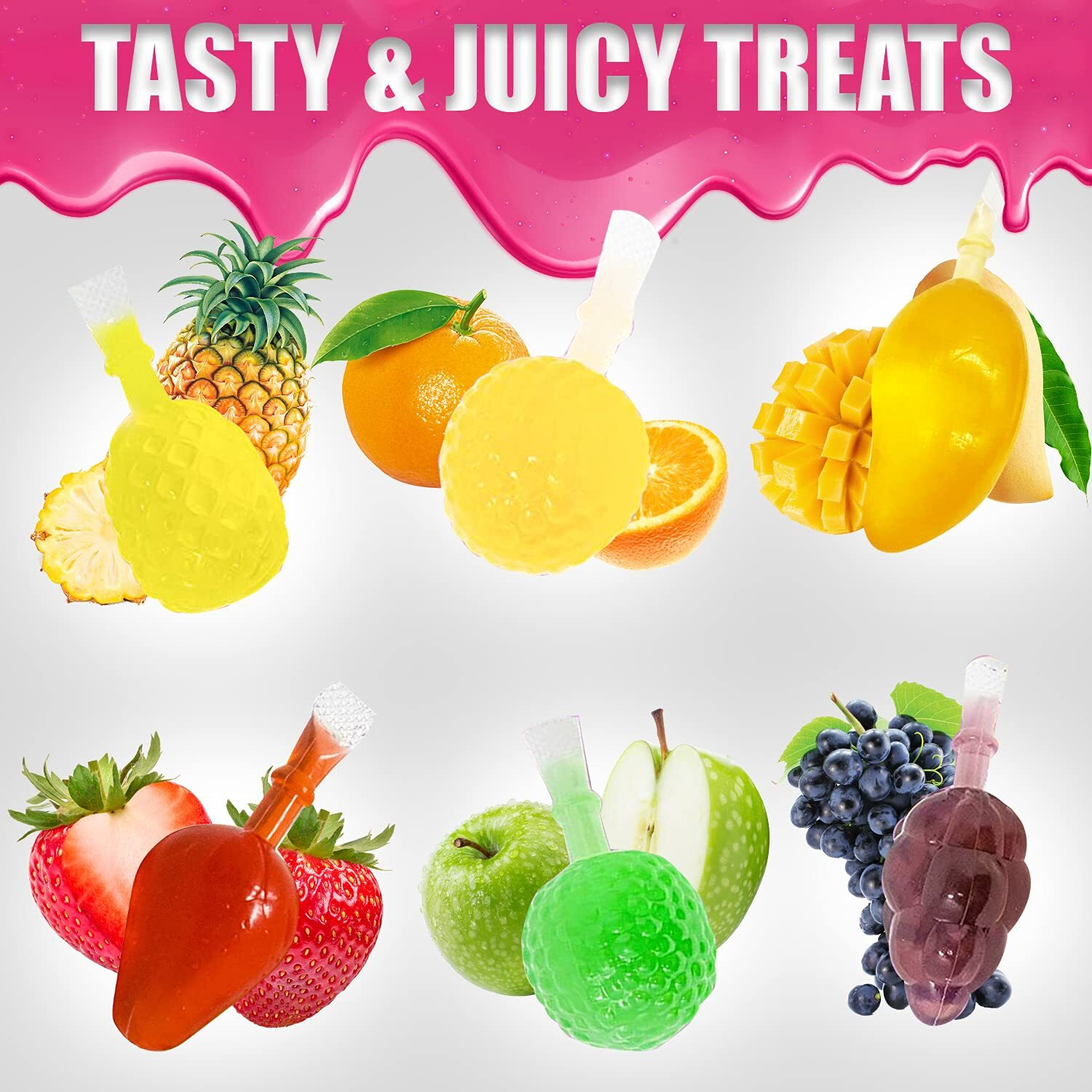 Fusion Select Jelly Fruit Snack Jelly Fruits Hit Or Miss Candy Challenge - Fruit-Shaped Jelly- Assorted Flavors, Strawberry, Orange, Apple, Pineapple, Grape, Mango (1 Jar)