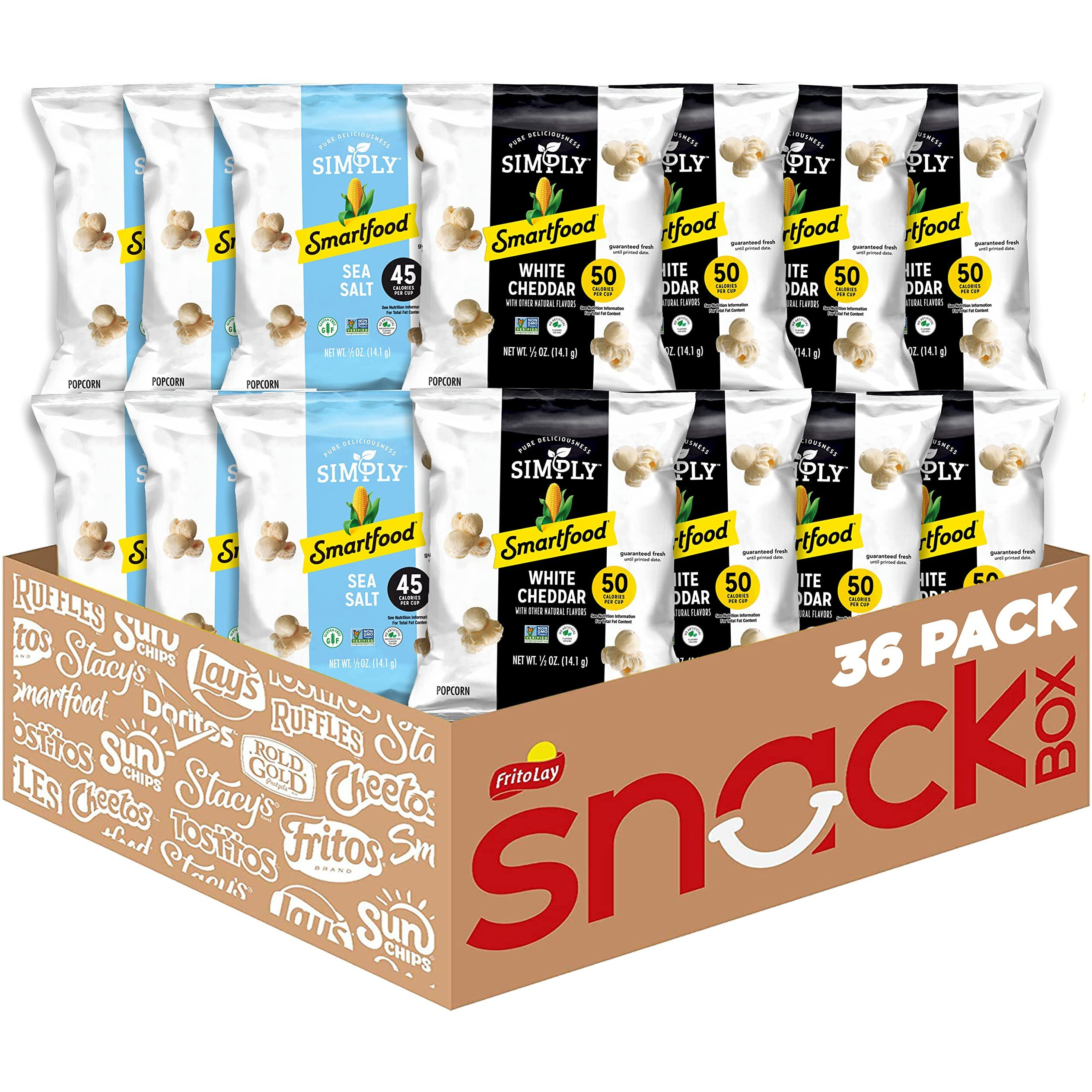 Smartfood Simply Variety Pack, White Cheddar And Sea Salt 0.5Oz (36 Count)